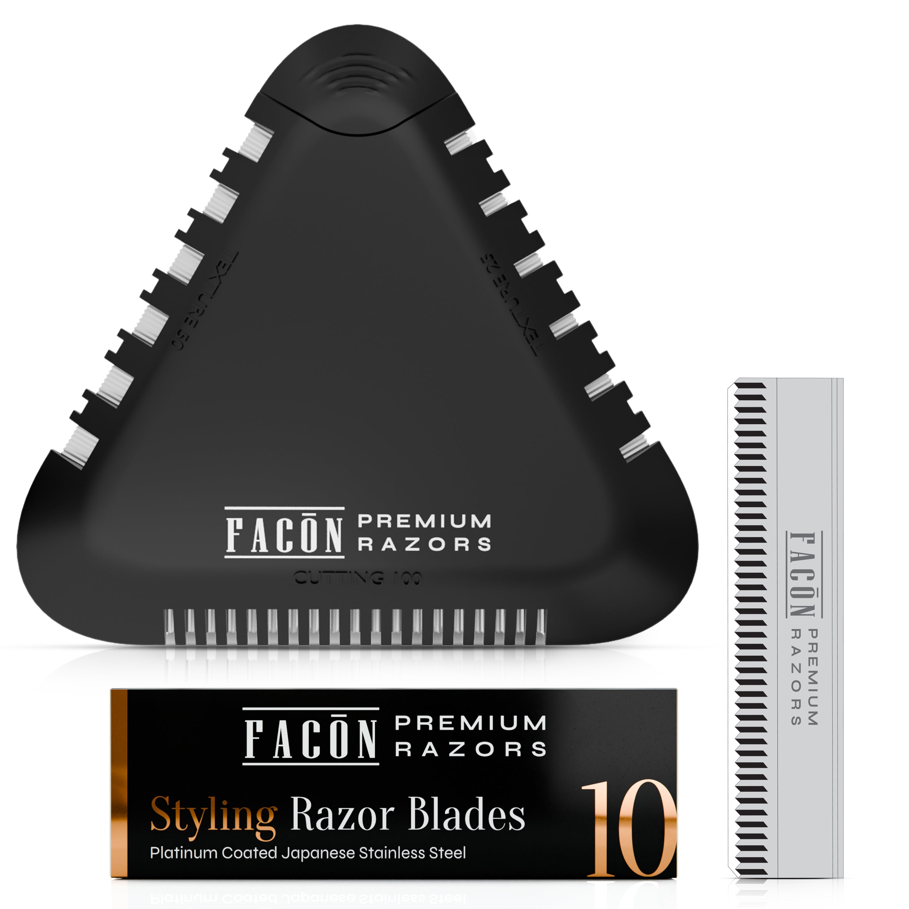 Facón Razor Comb for Hair Cutting - Professional Hair Cutting Comb Kit with 13 Replacement Blades, Double Edge Shaper for Salon & Home, Premium Styling Thinning Texturizing Split Ends Trimming Razor