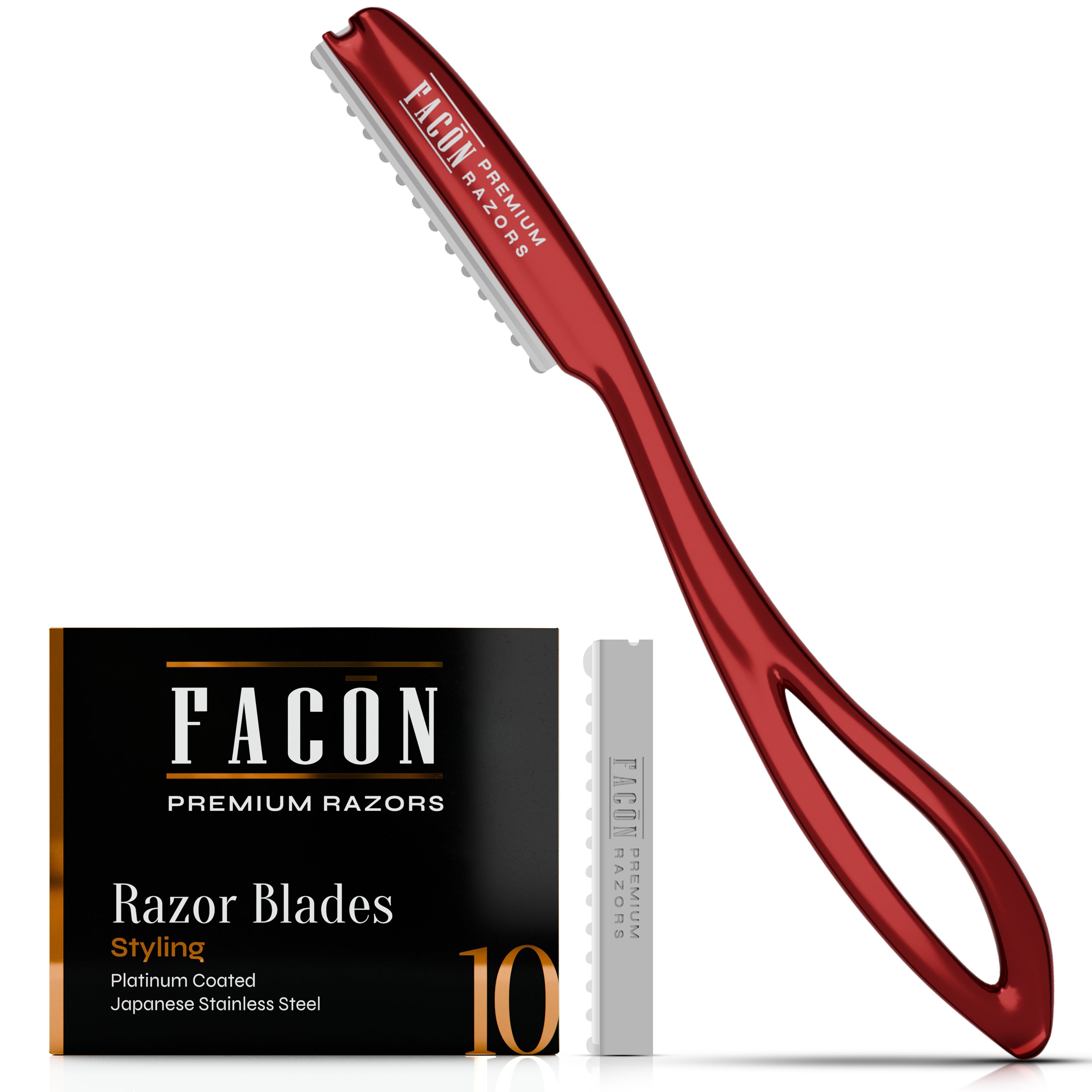 Facón Hair Razors for Cutting Hair - Professional Hair Styling Razor Kit with 11 Replacement Blades, Stainless Steel Hair Cutting Tool for Salon & Home, Premium Hair Thinning Texturizing Faether Razor