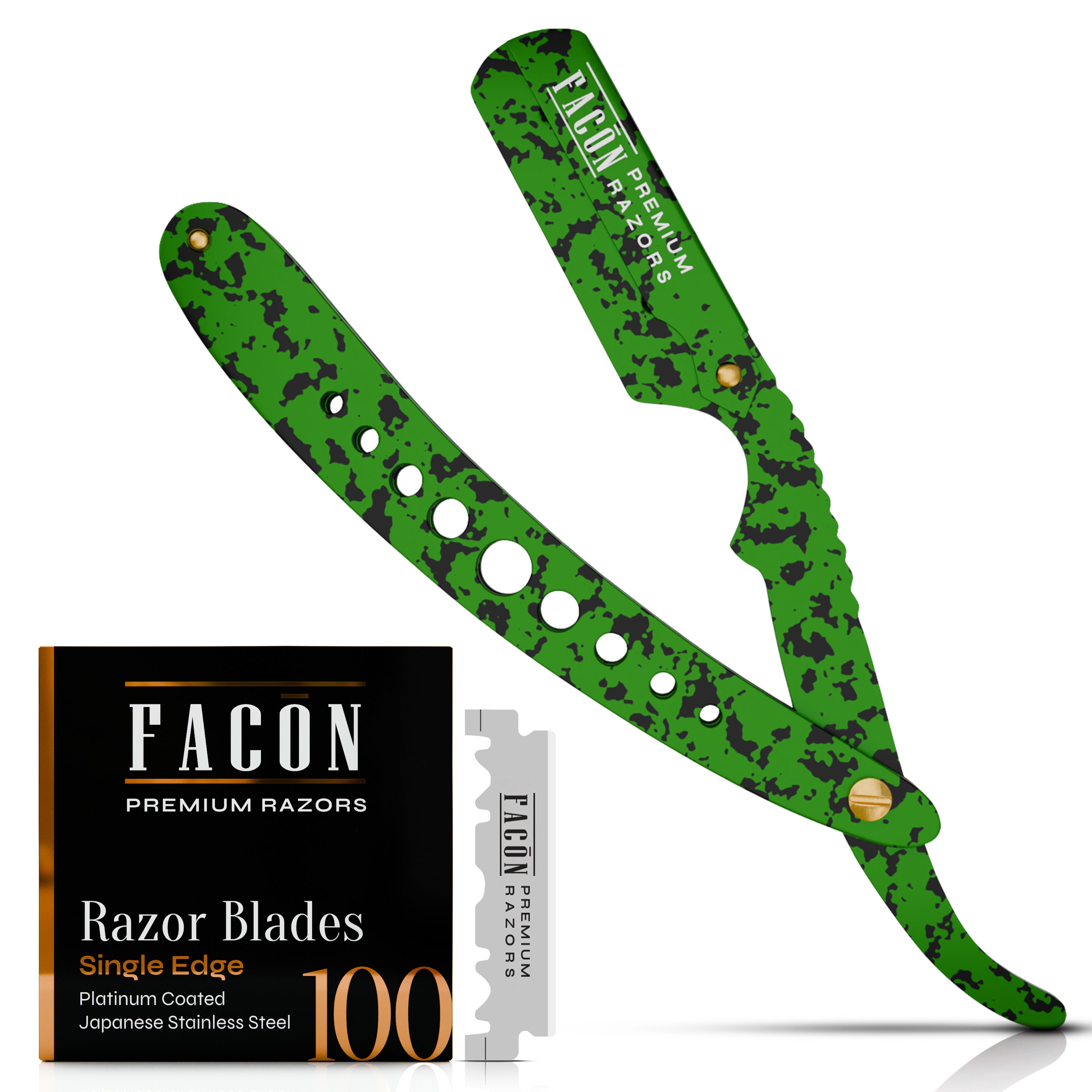 Facón Straight Razors for Men - Professional Barber Straight Edge Razor Kit with 100 Blades, Classic Stainless Steel Barbero Shaver for a Smooth & Precise Shave, Premium Barber Razor for Men's Shaving