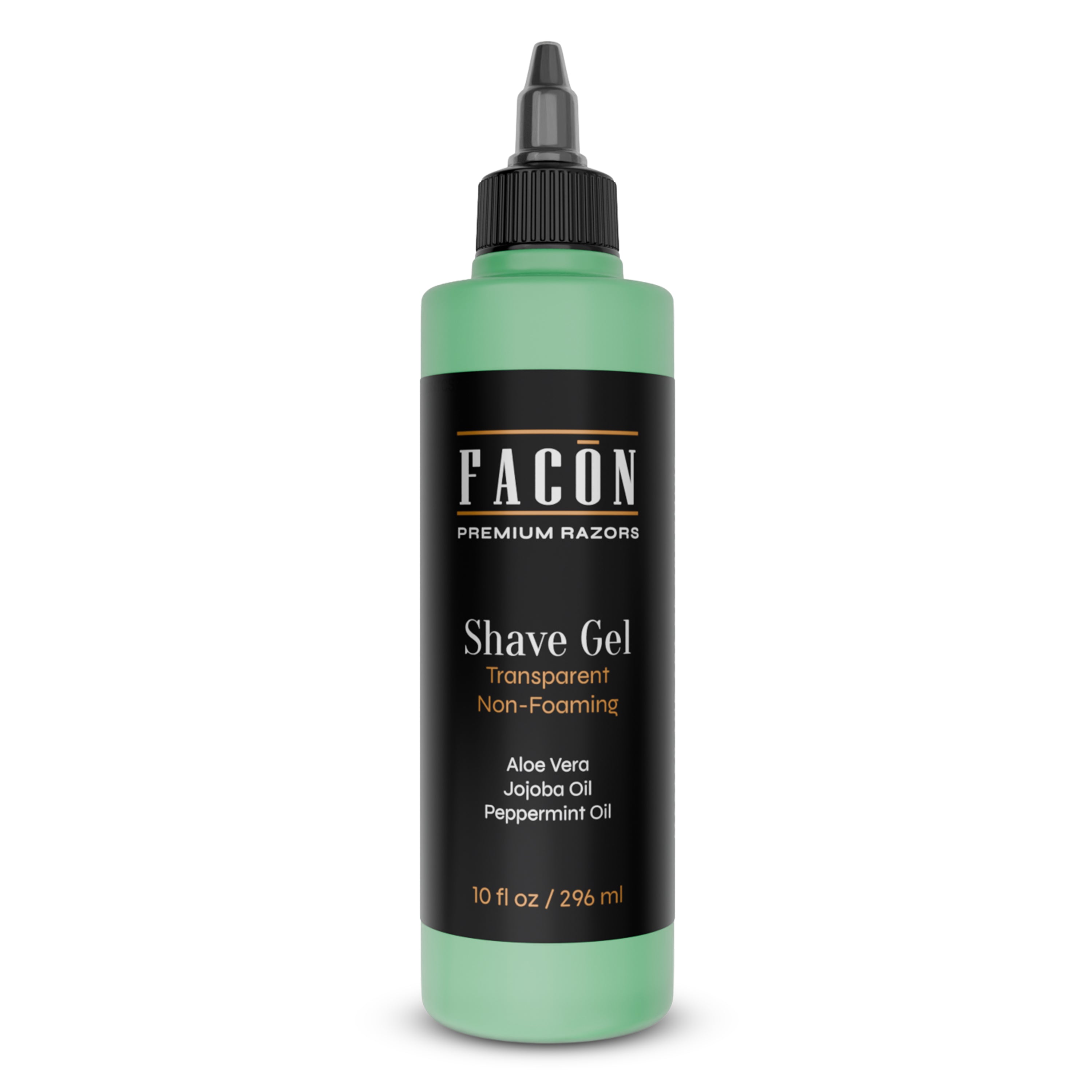 Facón Transparent Shaving Gel for Men with Aloe Vera, Cooling Menthol, Peppermint & Jojoba Oil Scent – Clear Non Foaming Straight Razor Shave Gel, Barber Shaving Gel to Prevent Razor Bumps, 10 fl oz