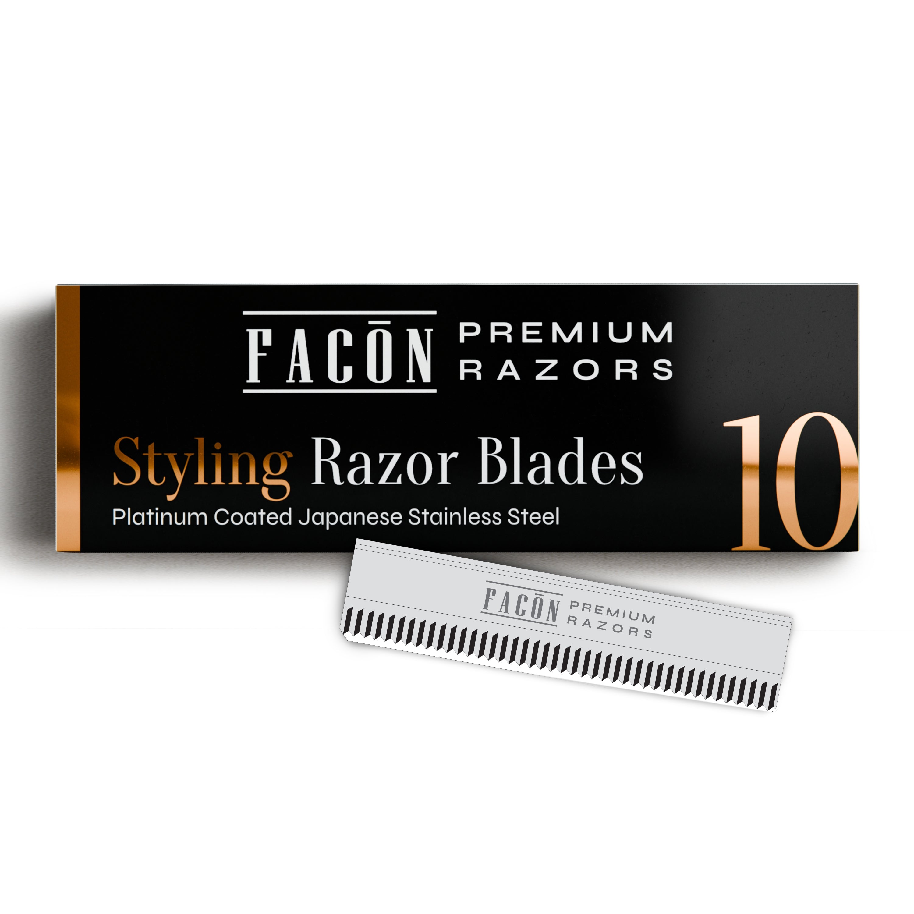 Facón Professional Hair Razor Comb Replacement Blades, Styling Razor Blades for Thinning Texturizing Layering Cutting Hair, Premium Platinum Japanese Stainless Steel for Split Ends Trimming - 10 Count