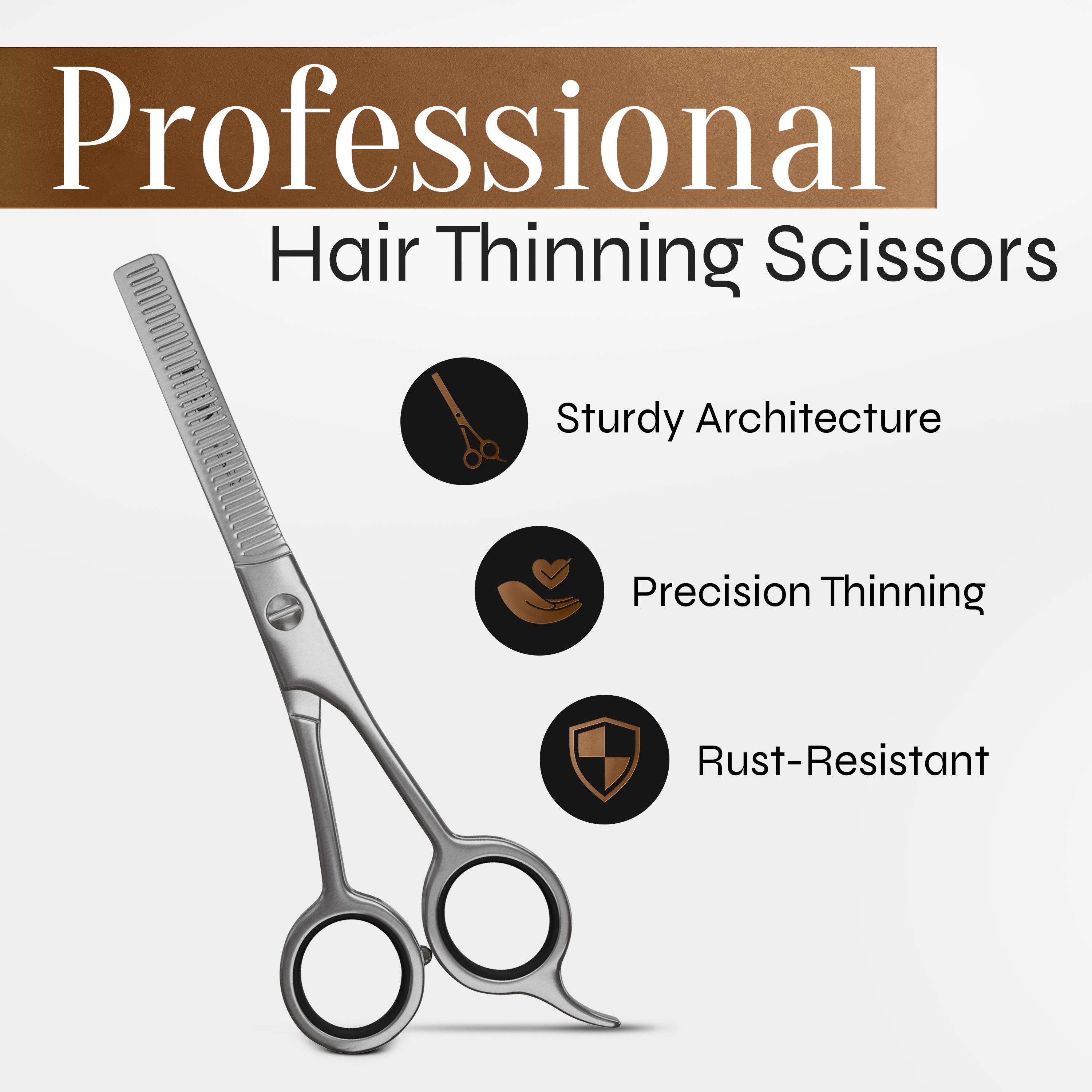 Facón Hair Thinning Scissors - Professional Hair Scissors 6.5" Razor Edge Barber Shears Salon Hair Texturizing Shears - Japanese Stainless Steel - Precision Thinning Premium Shear for Salon & Home Use