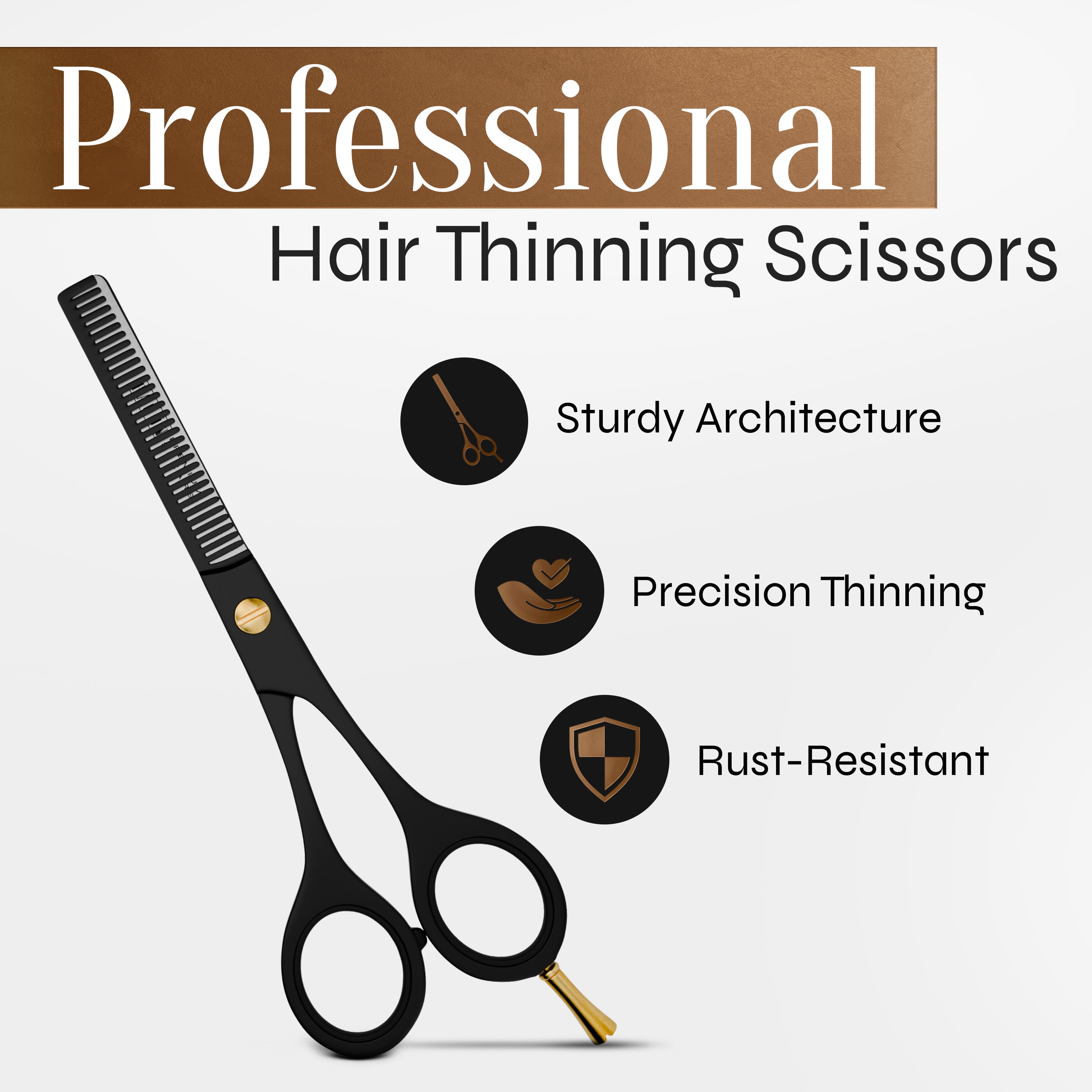 Facón Hair Thinning Scissors - Professional Hair Scissors 6.5" Razor Edge Barber Shears Salon Hair Texturizing Shears - Japanese Stainless Steel - Precision Thinning Premium Shear for Salon & Home Use