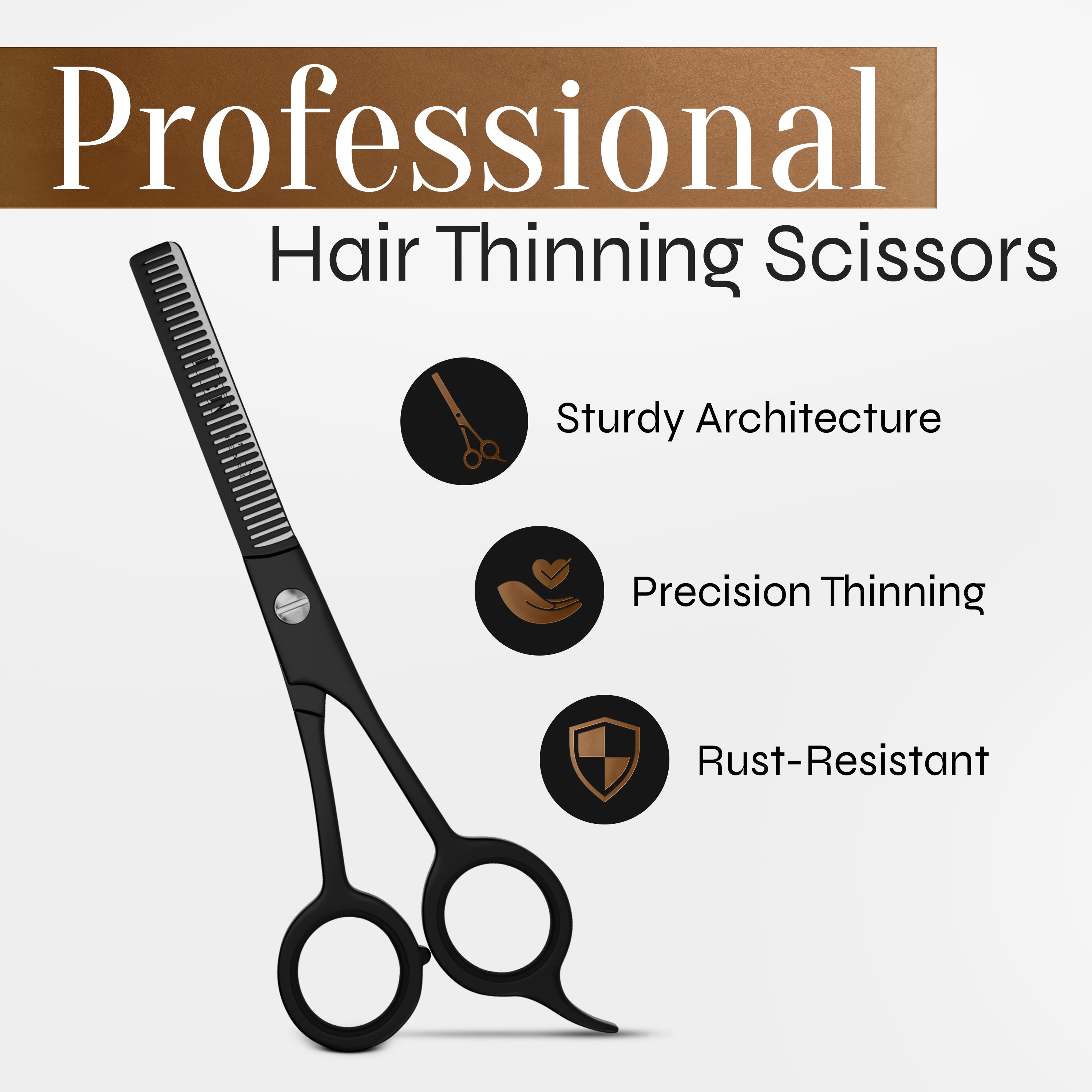 Facón Hair Thinning Scissors - Professional Hair Scissors 6.5" Razor Edge Barber Shears Salon Hair Texturizing Shears - Japanese Stainless Steel - Precision Thinning Premium Shear for Salon & Home Use