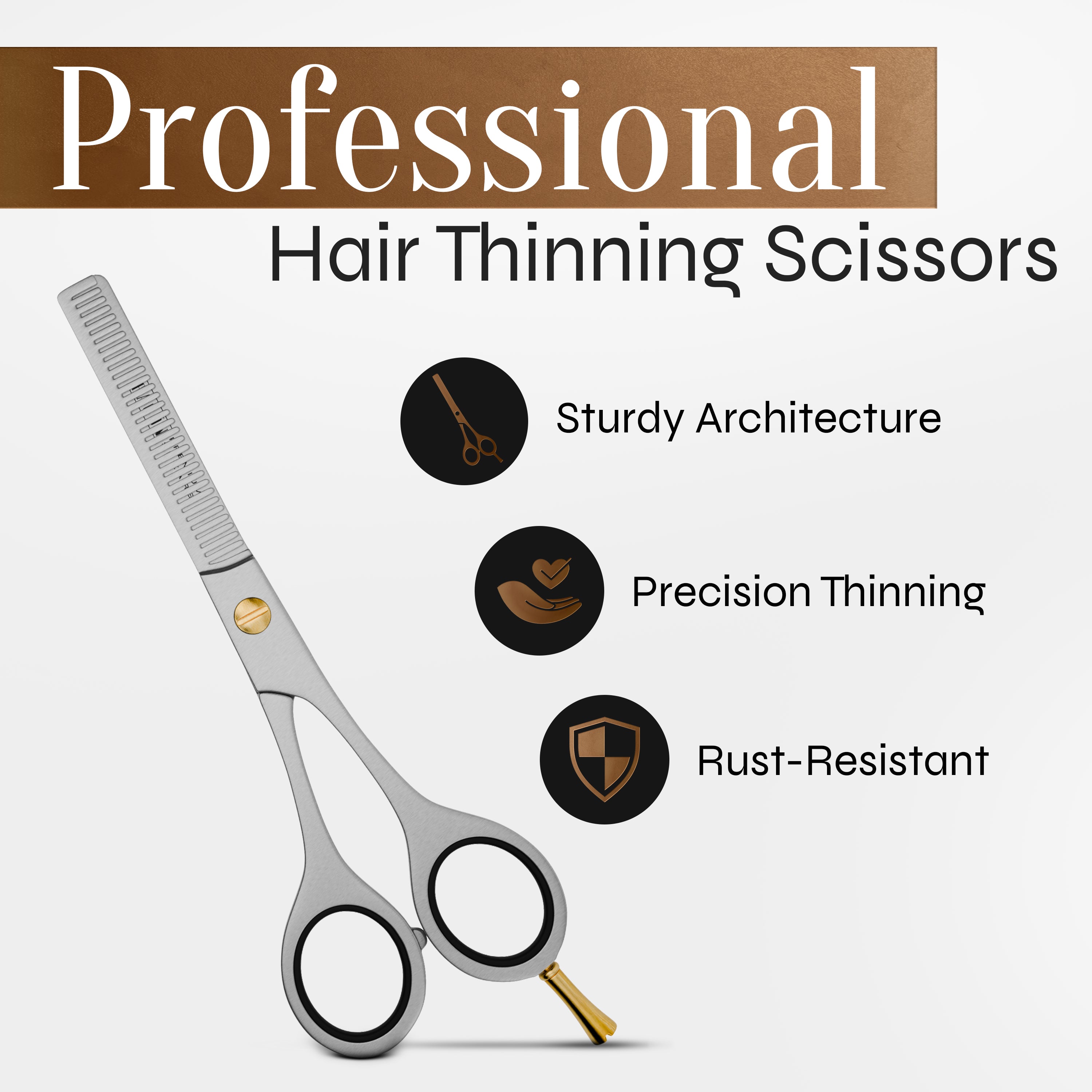 Facón Hair Thinning Scissors - Professional Hair Scissors 6.5" Razor Edge Barber Shears Salon Hair Texturizing Shears - Japanese Stainless Steel - Precision Thinning Premium Shear for Salon & Home Use