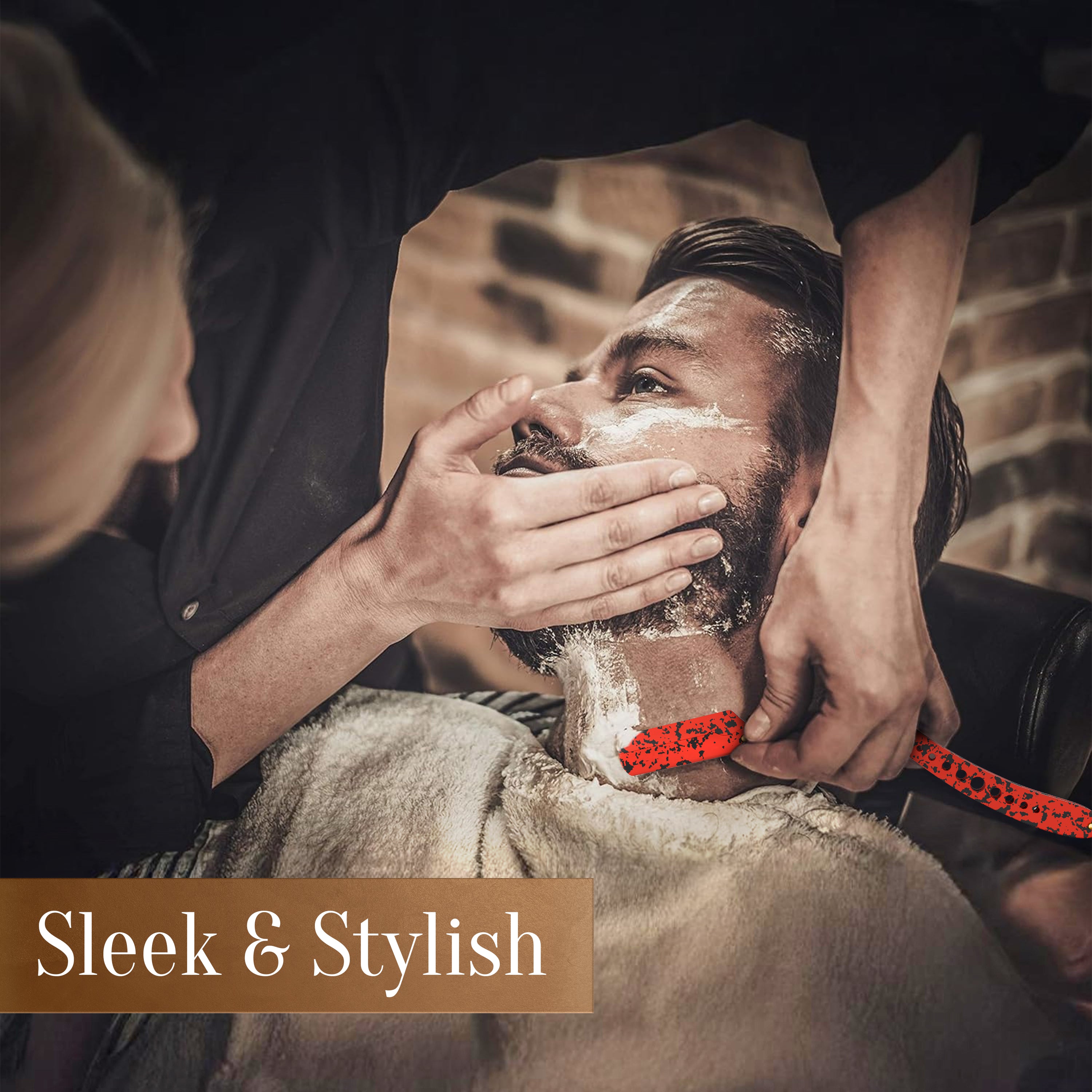 Facón Straight Razors for Men - Professional Barber Straight Edge Razor Kit with 100 Blades, Classic Stainless Steel Barbero Shaver for a Smooth & Precise Shave, Premium Barber Razor for Men's Shaving