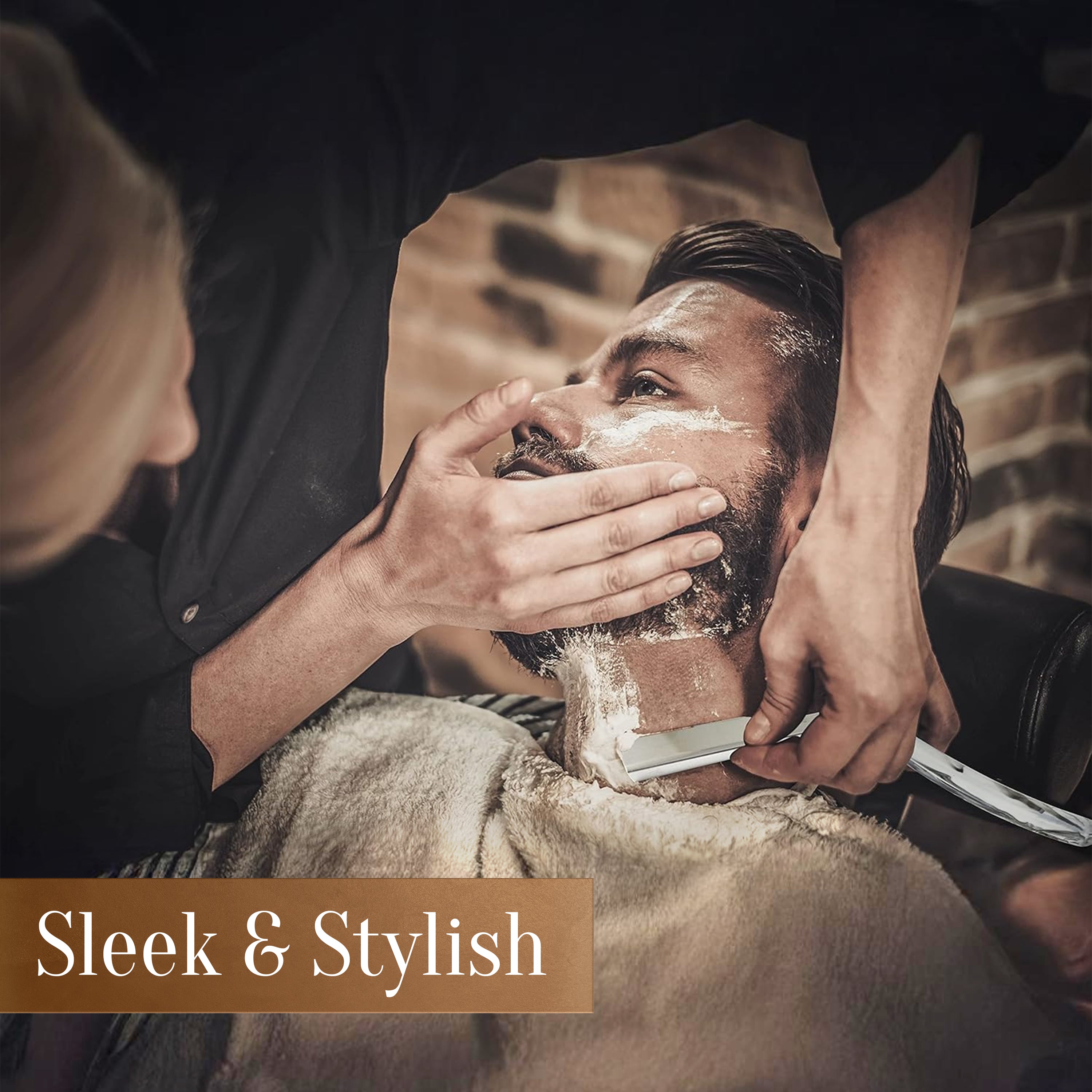 Facón Straight Razors for Men - Professional Barber Straight Edge Razor Kit with 100 Blades, Classic Stainless Steel Barbero Shaver for a Smooth & Precise Shave, Premium Barber Razor for Men's Shaving
