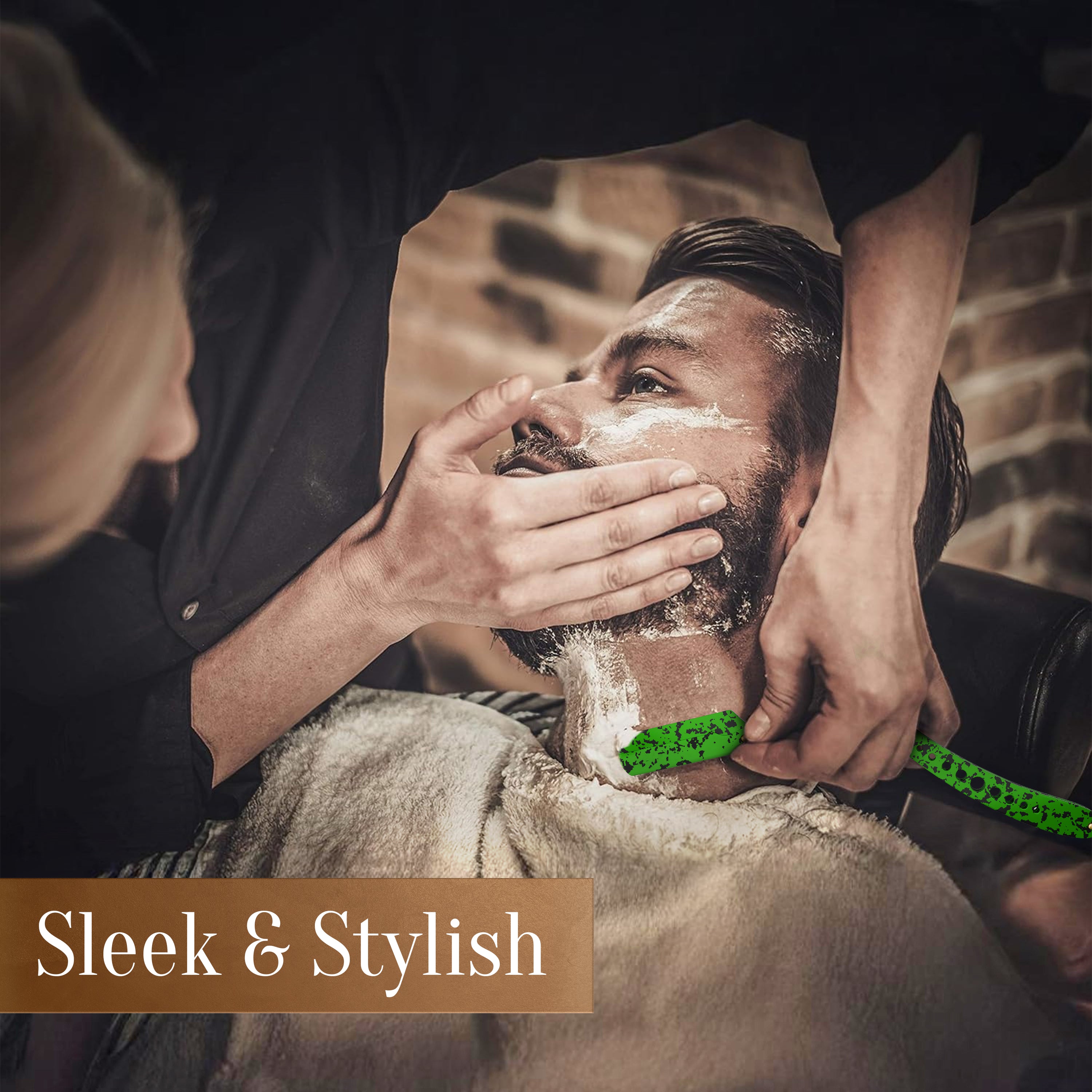 Facón Straight Razors for Men - Professional Barber Straight Edge Razor Kit with 100 Blades, Classic Stainless Steel Barbero Shaver for a Smooth & Precise Shave, Premium Barber Razor for Men's Shaving