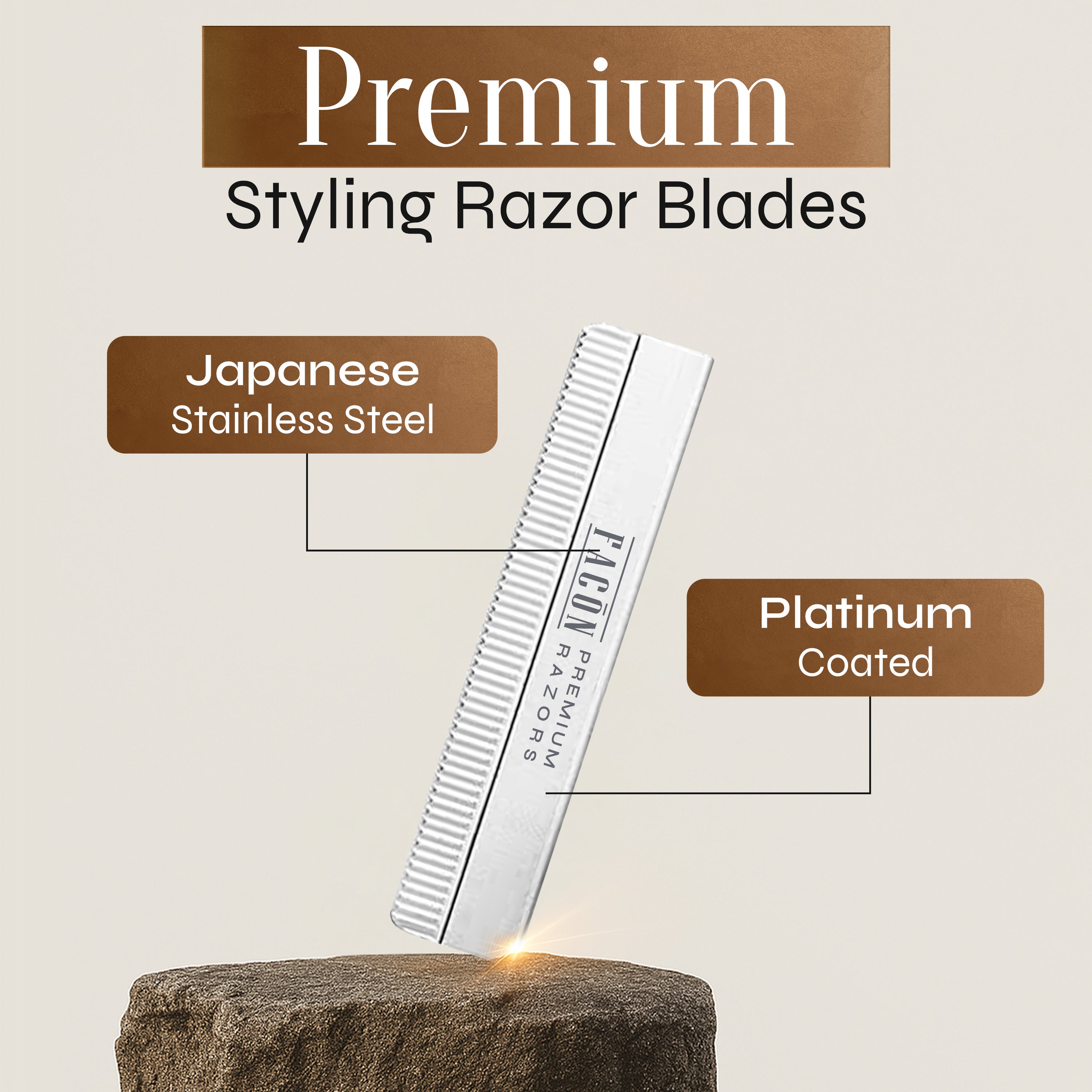 Facón Professional Hair Razor Comb Replacement Blades, Styling Razor Blades for Thinning Texturizing Layering Cutting Hair, Premium Platinum Japanese Stainless Steel for Split Ends Trimming - 10 Count