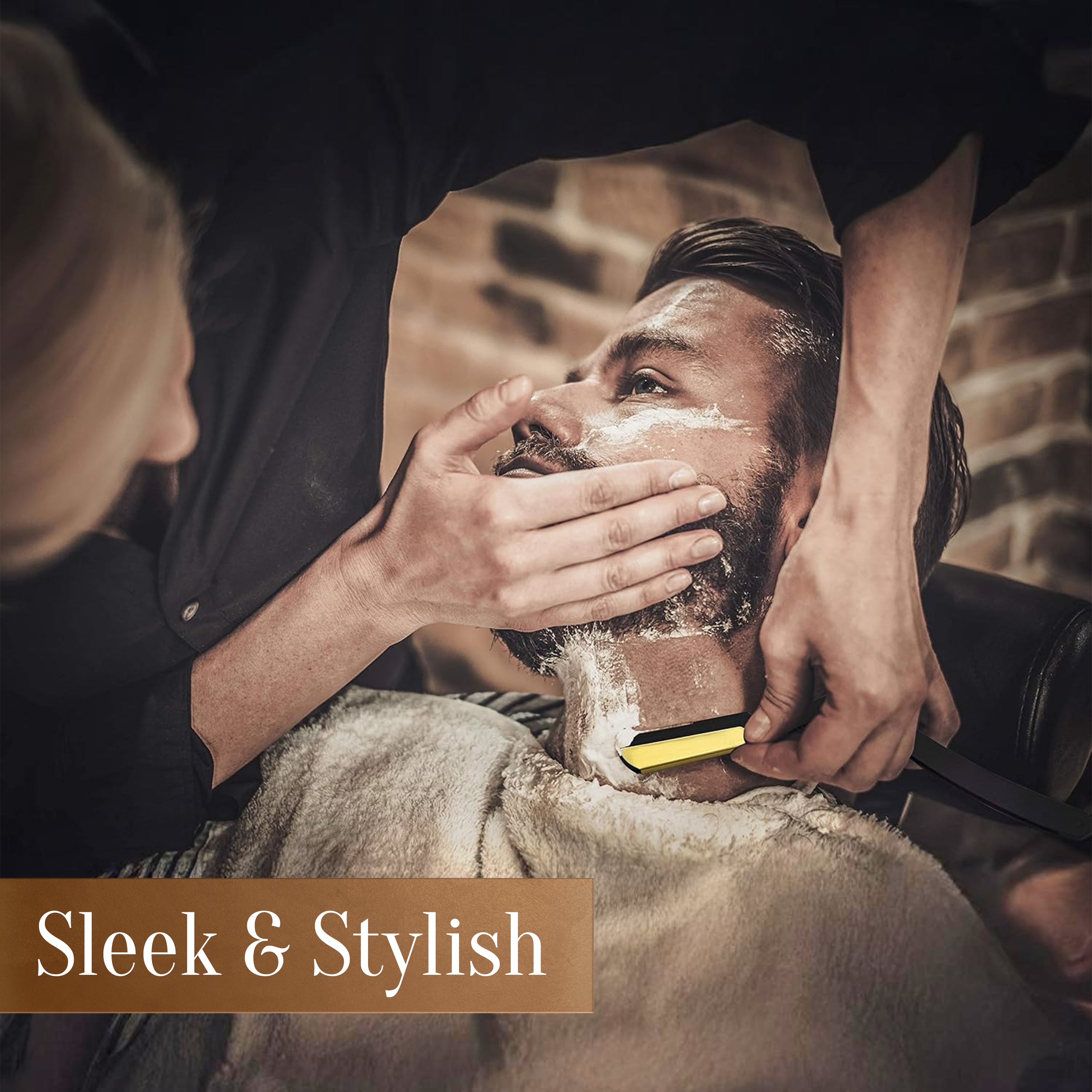 Facón Straight Razors for Men - Professional Barber Straight Edge Razor Kit with 100 Blades, Classic Stainless Steel Barbero Shaver for a Smooth & Precise Shave, Premium Barber Razor for Men's Shaving