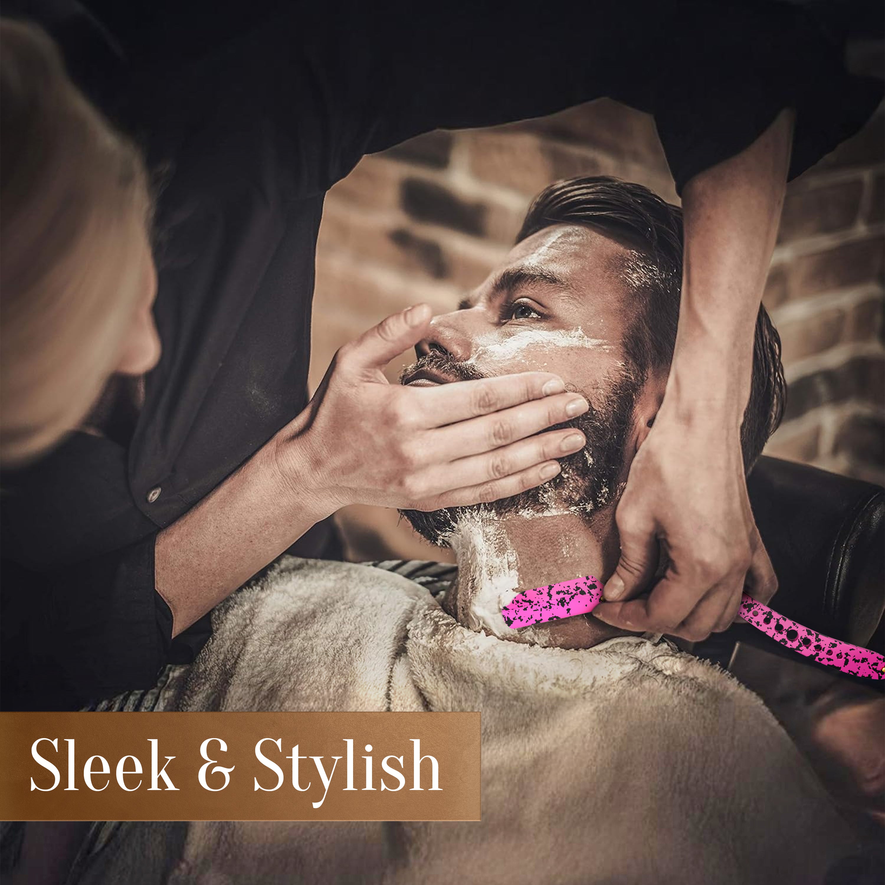 Facón Straight Razors for Men - Professional Barber Straight Edge Razor Kit with 100 Blades, Classic Stainless Steel Barbero Shaver for a Smooth & Precise Shave, Premium Barber Razor for Men's Shaving