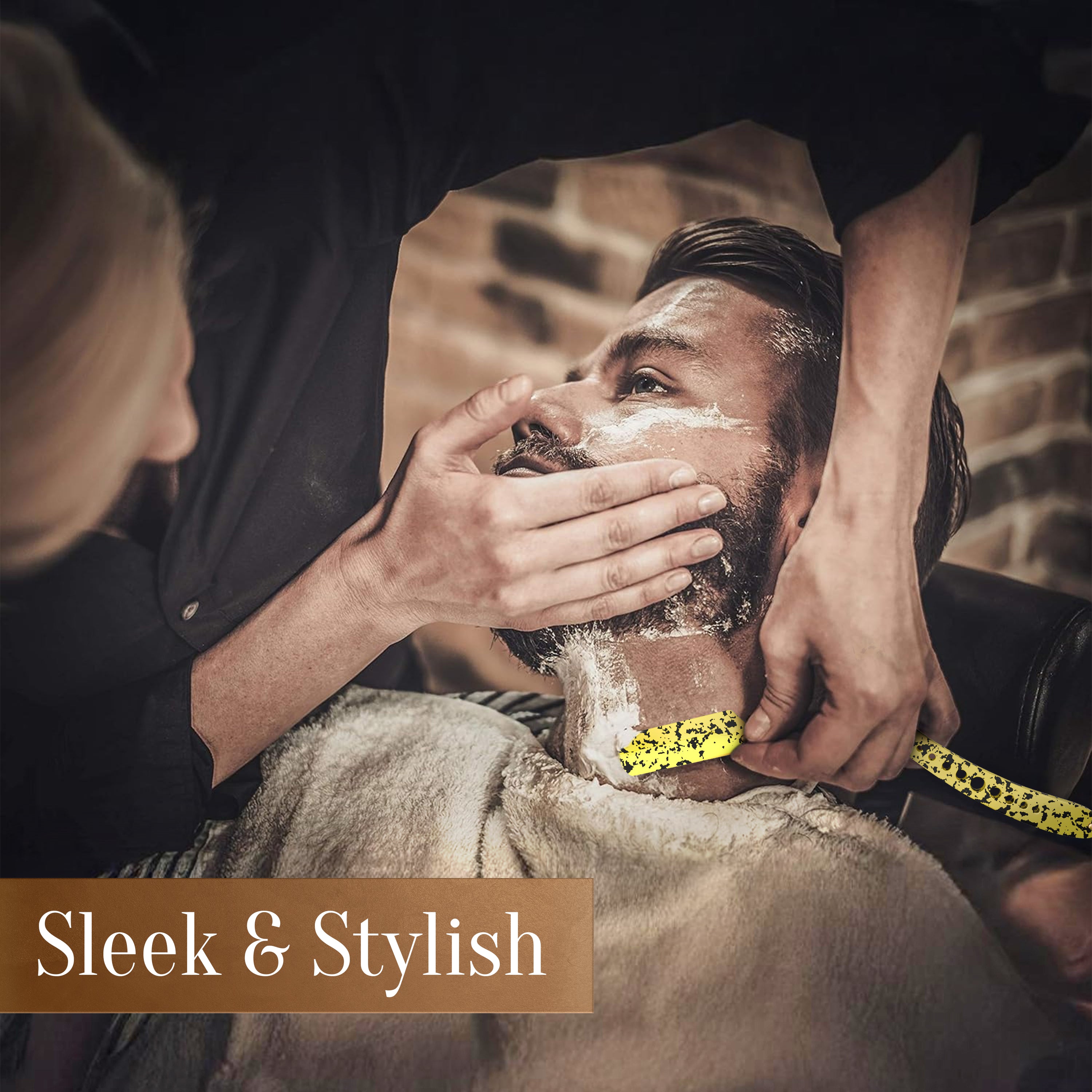 Facón Straight Razors for Men - Professional Barber Straight Edge Razor Kit with 100 Blades, Classic Stainless Steel Barbero Shaver for a Smooth & Precise Shave, Premium Barber Razor for Men's Shaving