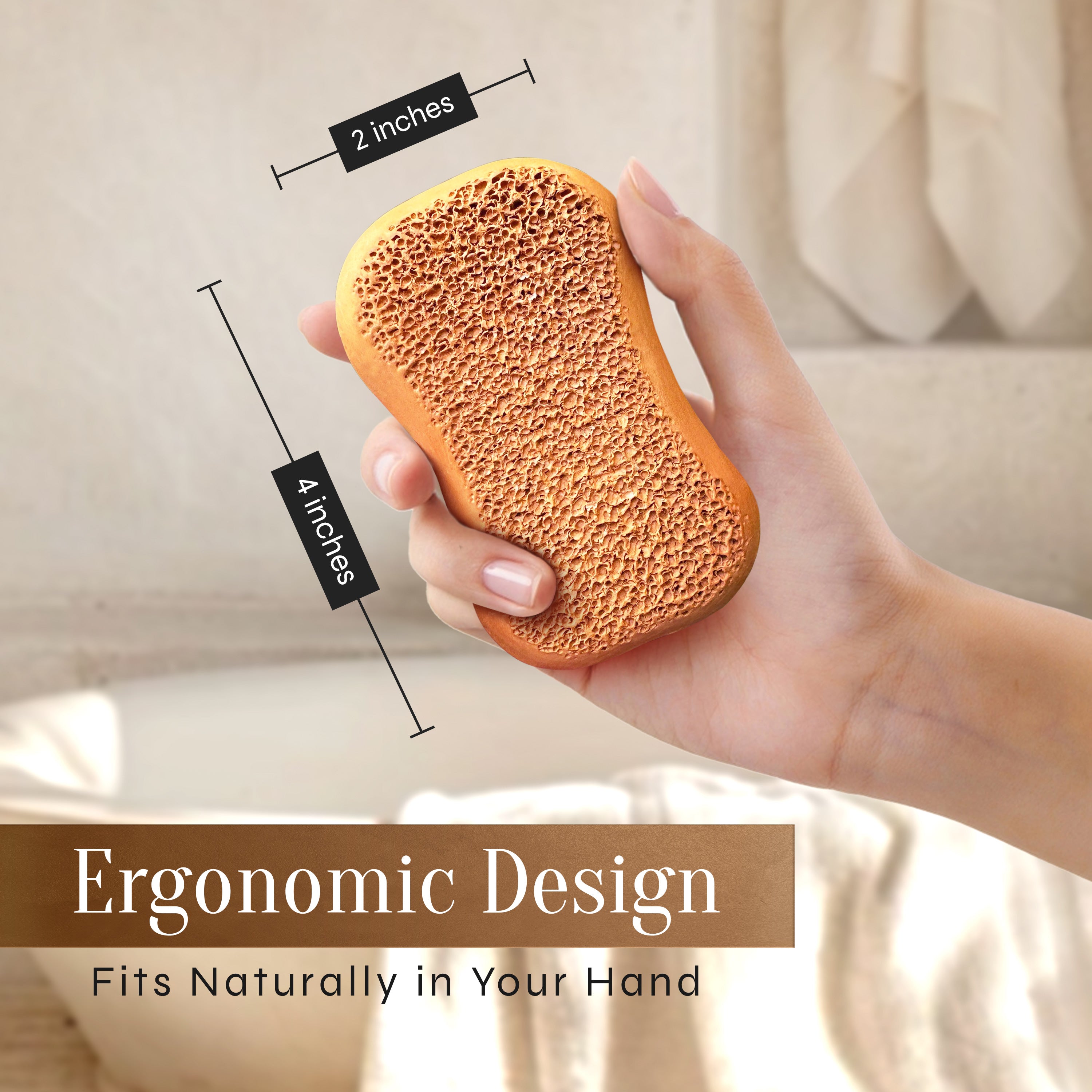Facón Pumice Stone for Feet Callus Remover - Terra-Cotta Foot Scrubber with 2 Sides, 100% Pure Natural Foot Pumice Stone, Pedicure Pumice Stone Scrubber, Foot Exfoliator, Removes Calluses & Dead Skin