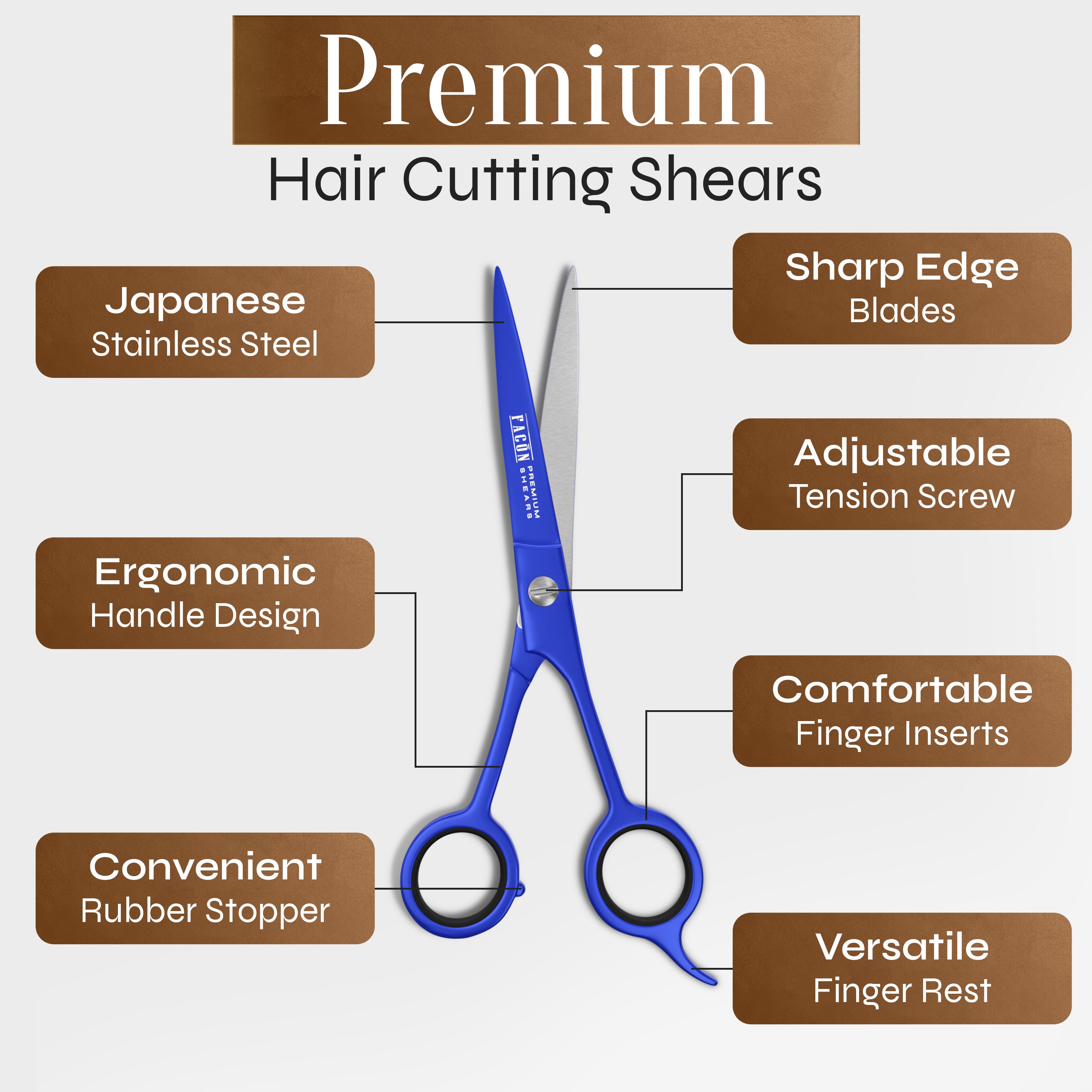 Facón Hair Cutting Scissors - Professional Hair Scissors 6.5 Inch Razor Edge Barber Shears Salon Hair Cutting Shears - Japanese Stainless Steel - Precision Cutting Premium Shears for Men, Women & Kids