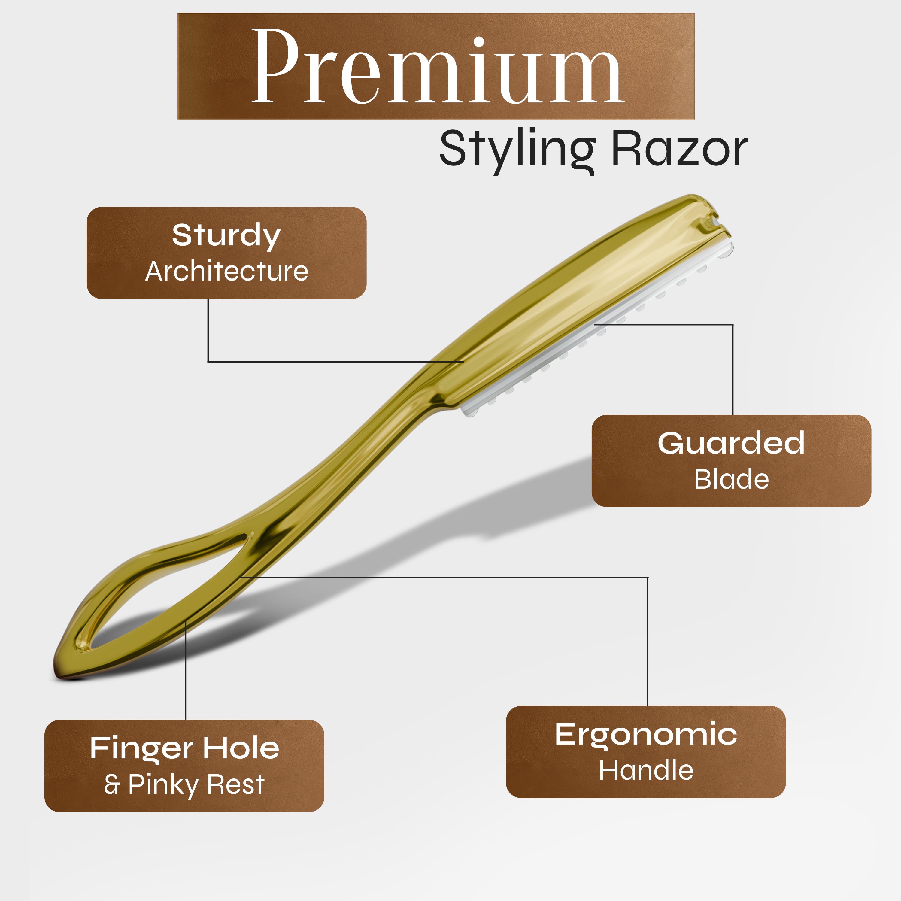 Facón Hair Razors for Cutting Hair - Professional Hair Styling Razor Kit with 11 Replacement Blades, Stainless Steel Hair Cutting Tool for Salon & Home, Premium Hair Thinning Texturizing Faether Razor