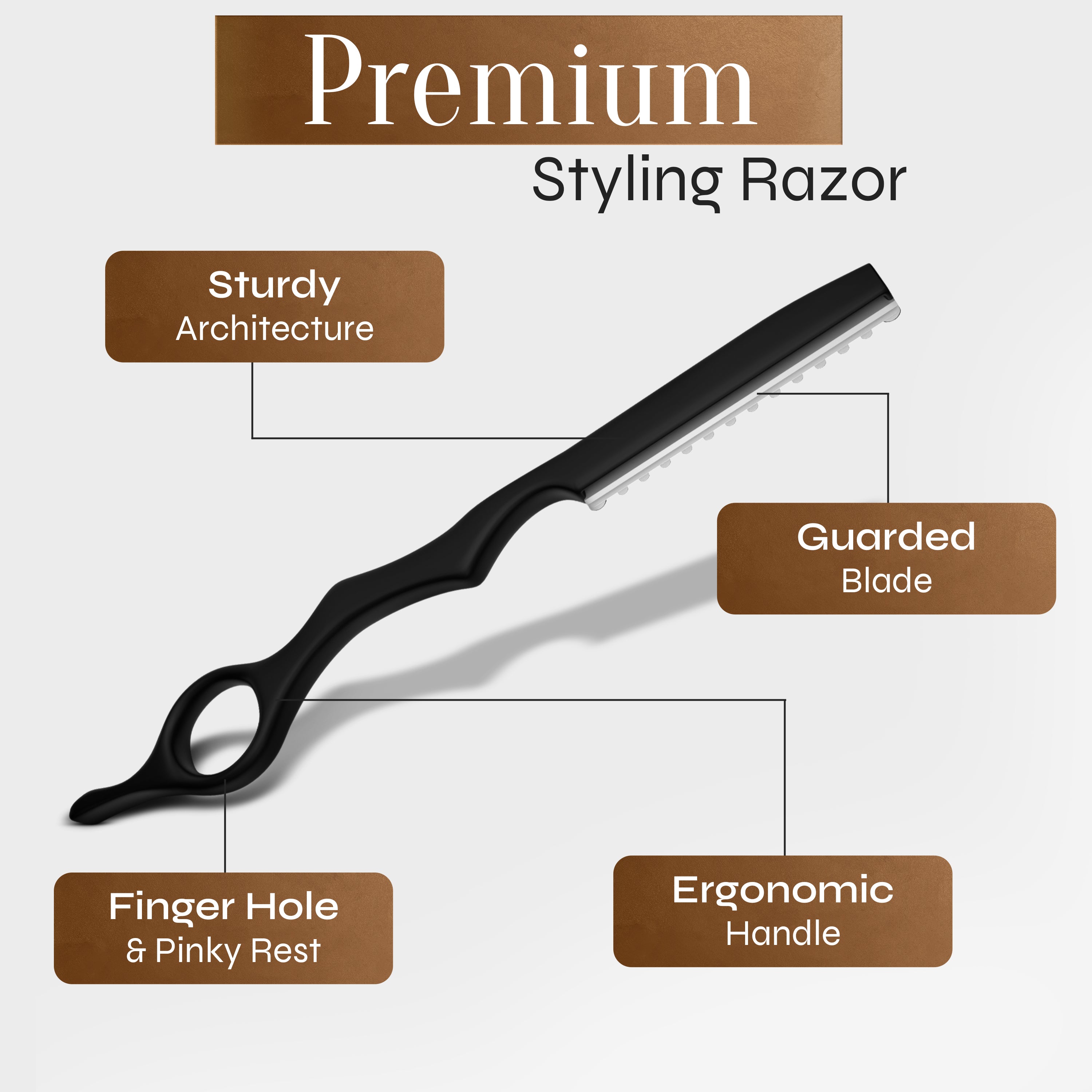 Facón Hair Razors for Cutting Hair - Professional Hair Styling Razor Kit with 11 Replacement Blades, Stainless Steel Hair Cutting Tool for Salon & Home, Premium Hair Thinning Texturizing Faether Razor