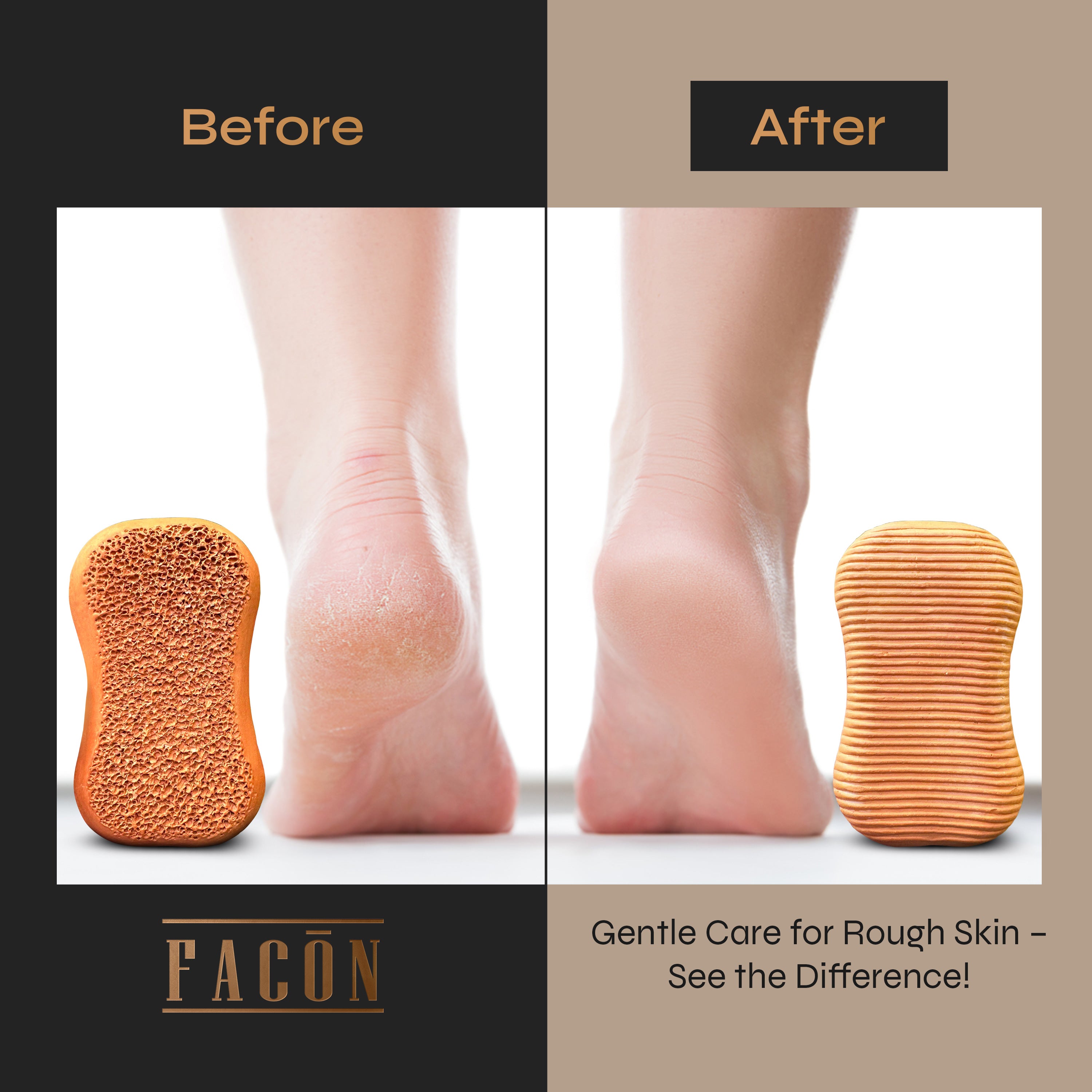 Facón Pumice Stone for Feet Callus Remover - Terra-Cotta Foot Scrubber with 2 Sides, 100% Pure Natural Foot Pumice Stone, Pedicure Pumice Stone Scrubber, Foot Exfoliator, Removes Calluses & Dead Skin