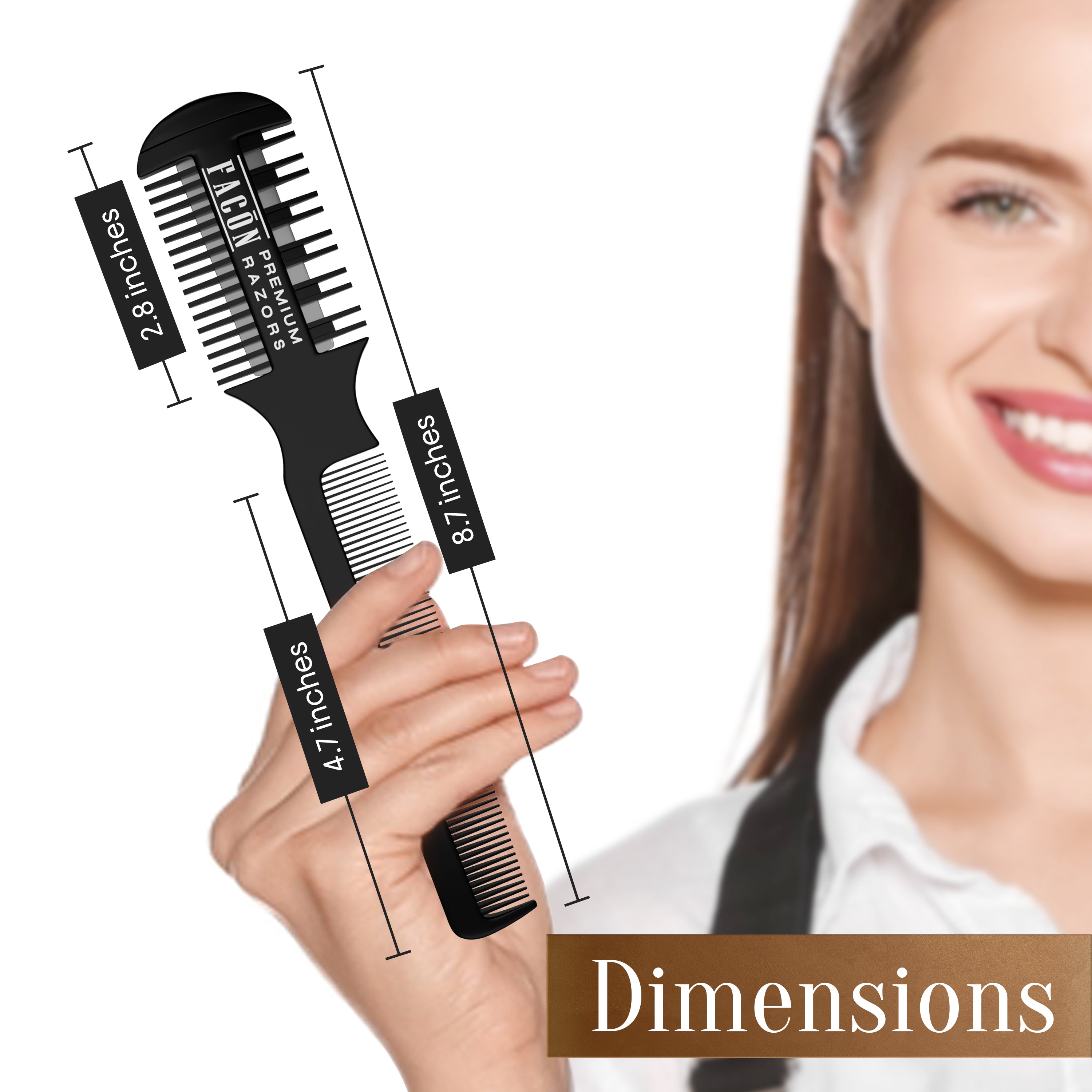 Facón Razor Comb for Hair Cutting - Professional Hair Cutting Comb Kit with 12 Replacement Blades, Double Edge Shaper for Salon & Home, Premium Styling Thinning Texturizing Split Ends Trimming Razor