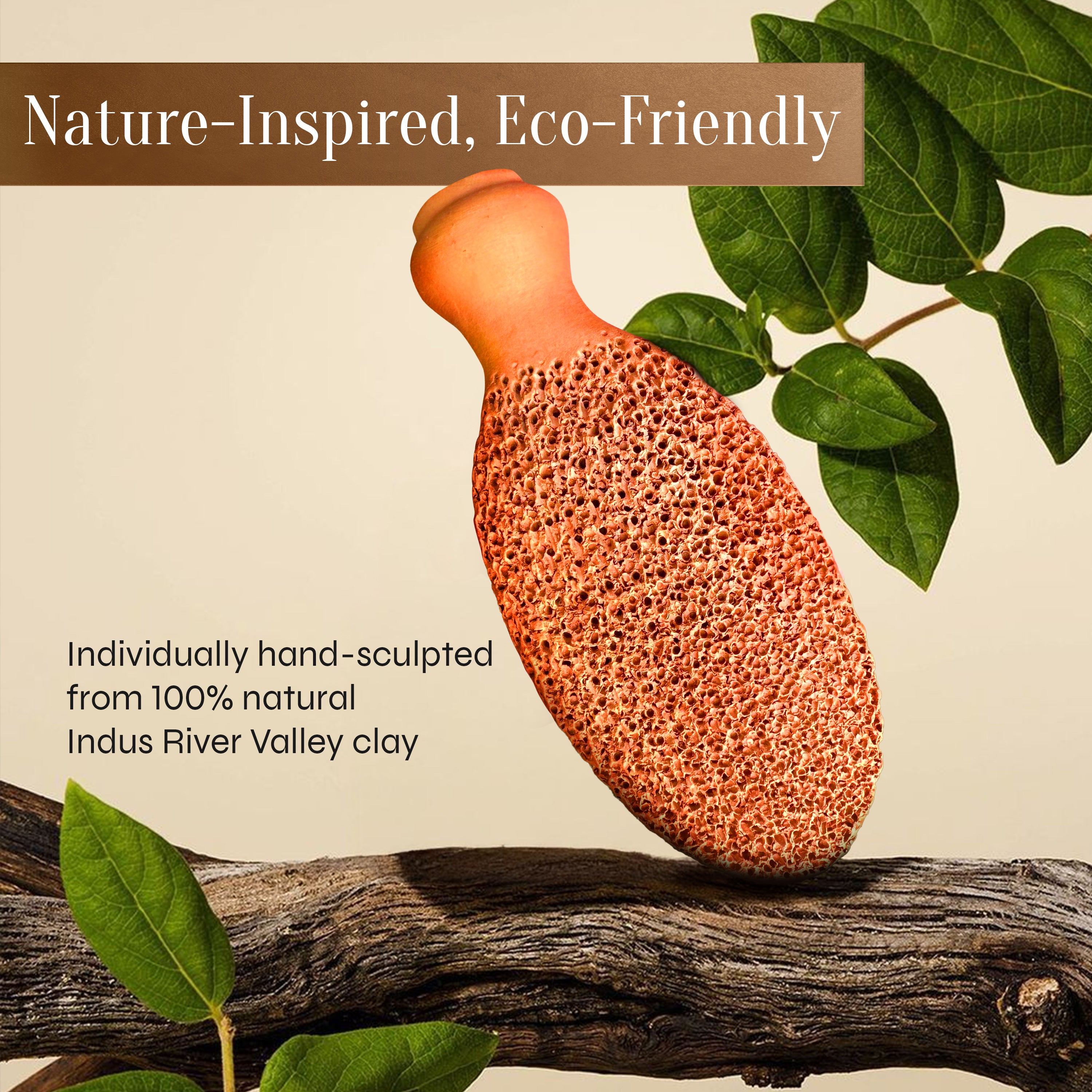 Facón Pumice Stone for Feet Callus Remover - Terra-Cotta Foot Scrubber with 2 Sides, 100% Pure Natural Foot Pumice Stone, Pedicure Pumice Stone Scrubber, Foot Exfoliator, Removes Calluses & Dead Skin