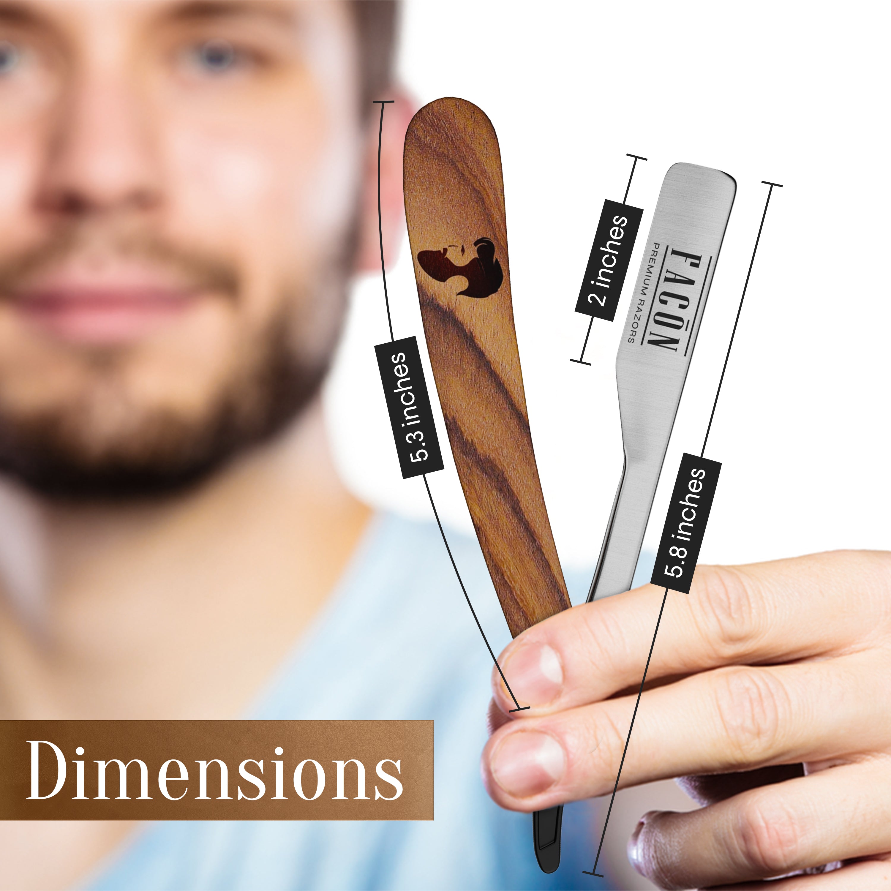 Facón Straight Razors for Men - Professional Barber Straight Edge Razor Kit with 100 Blades, Wooden Stainless Steel Barbero Shaver for a Smooth & Precise Shave, Premium Barber Razor for Men's Shaving