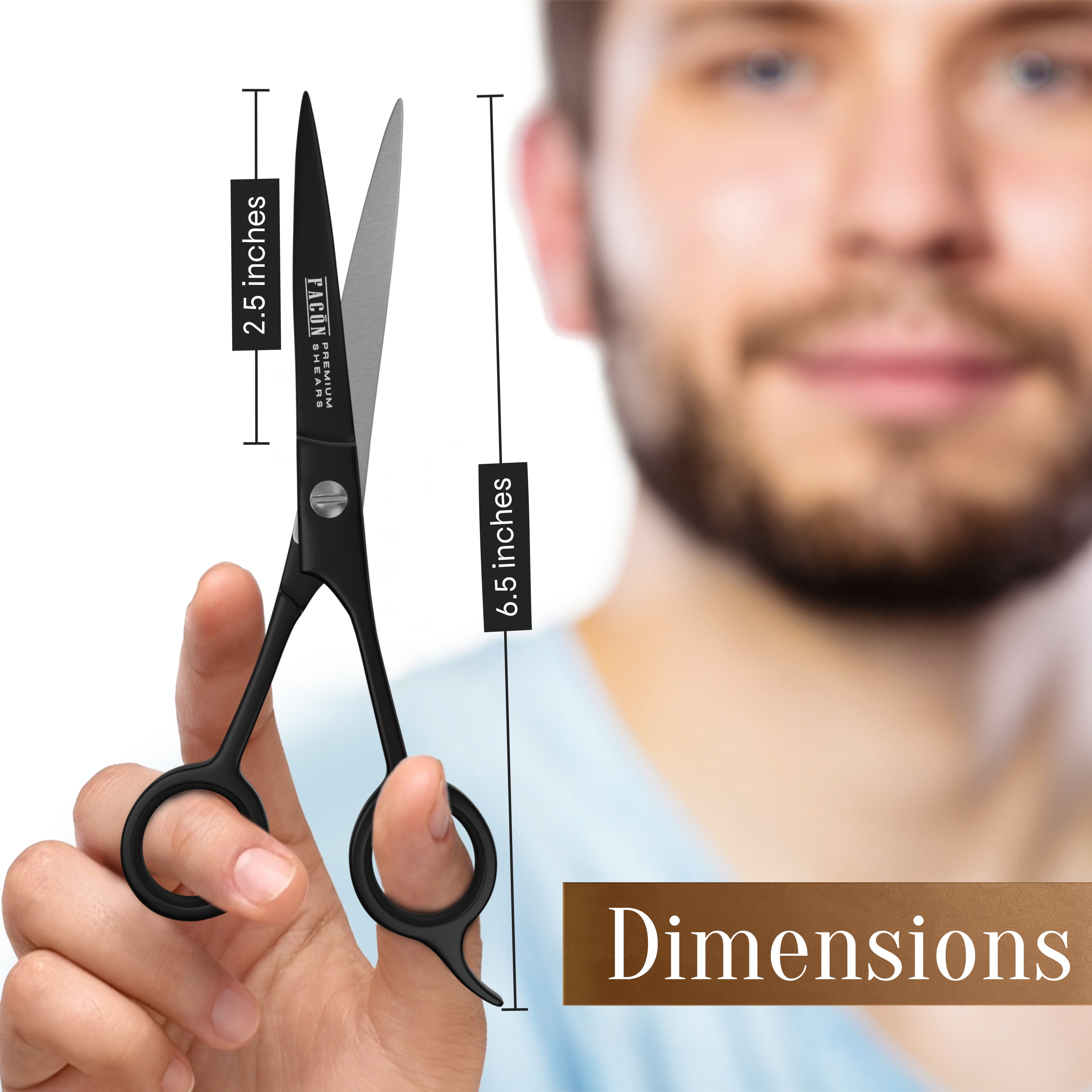 Facón Hair Cutting Scissors - Professional Hair Scissors 6.5 Inch Razor Edge Barber Shears Salon Hair Cutting Shears - Japanese Stainless Steel - Precision Cutting Premium Shears for Men, Women & Kids