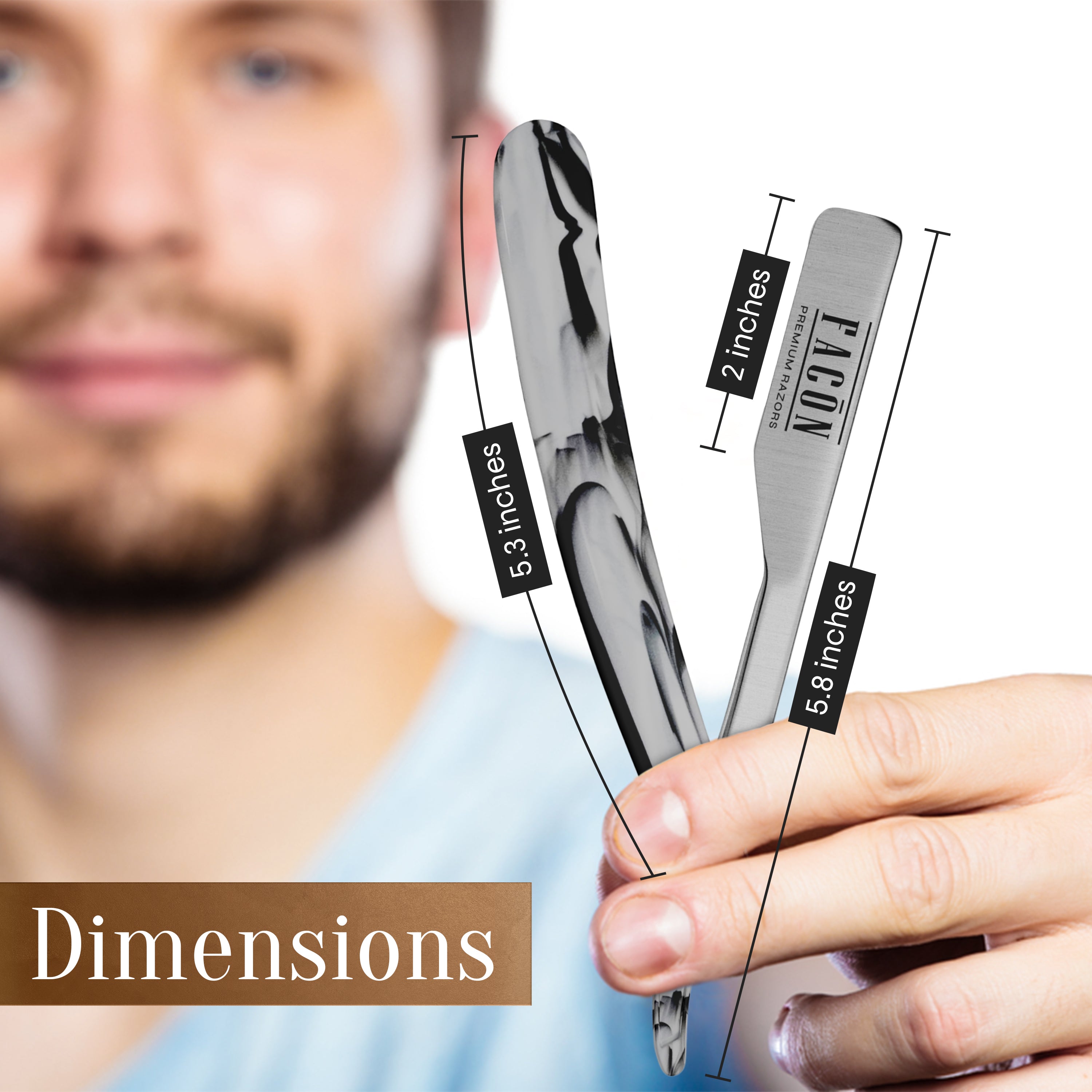 Facón Straight Razors for Men - Professional Barber Straight Edge Razor Kit with 100 Blades, Classic Stainless Steel Barbero Shaver for a Smooth & Precise Shave, Premium Barber Razor for Men's Shaving