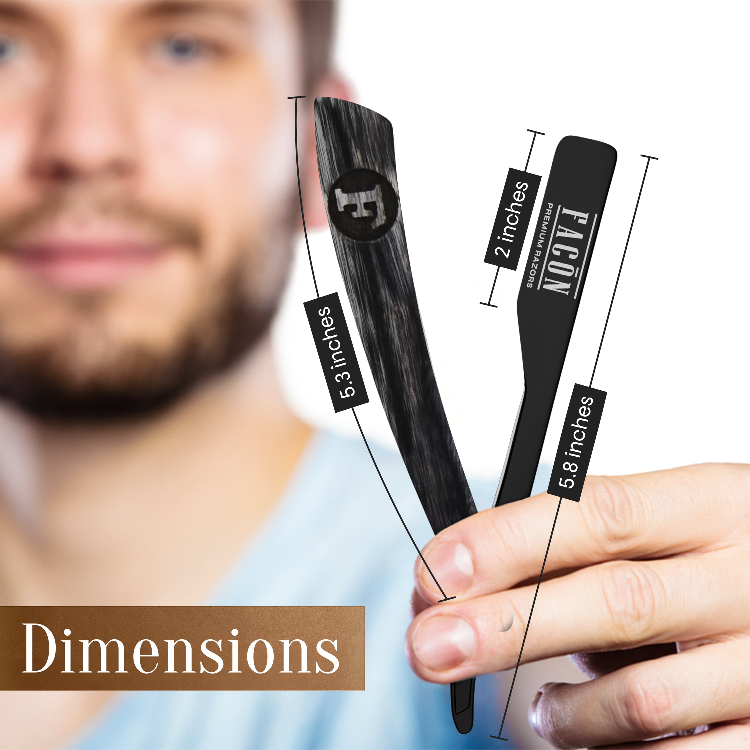 Facón Straight Razors for Men - Professional Barber Straight Edge Razor Kit with 100 Blades, Wooden Stainless Steel Barbero Shaver for a Smooth & Precise Shave, Premium Barber Razor for Men's Shaving