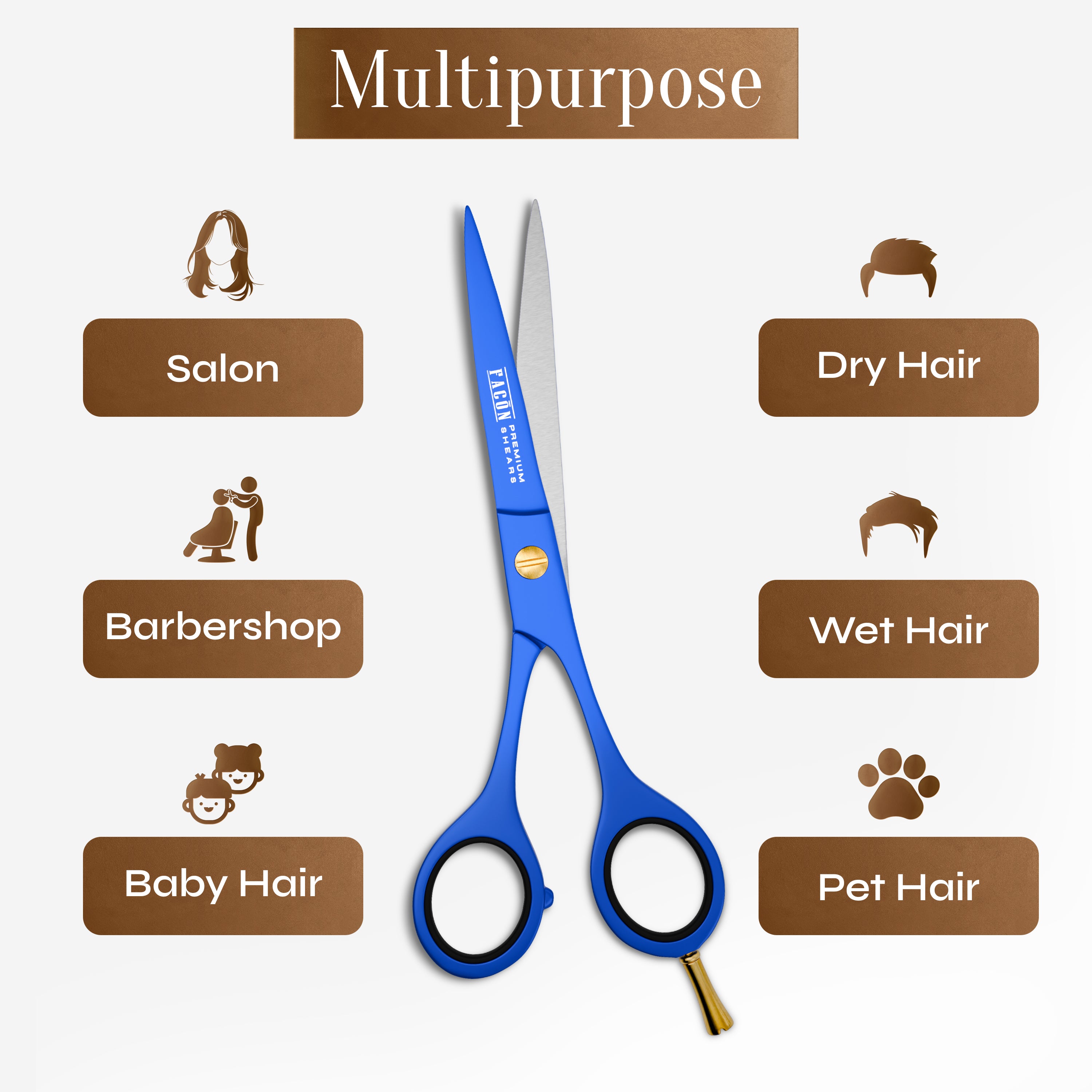 Facón Hair Cutting Scissors - Professional Hair Scissors 6.5 Inch Razor Edge Barber Shears Salon Hair Cutting Shears - Japanese Stainless Steel - Precision Cutting Premium Shears for Men, Women & Kids