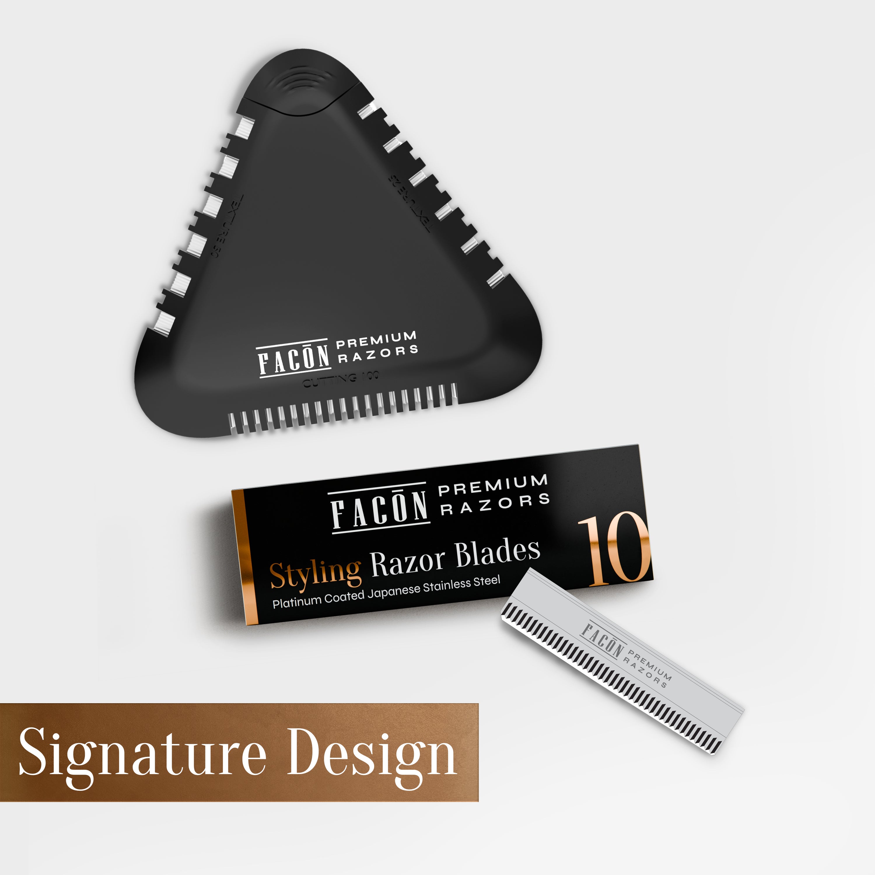 Facón Razor Comb for Hair Cutting - Professional Hair Cutting Comb Kit with 13 Replacement Blades, Double Edge Shaper for Salon & Home, Premium Styling Thinning Texturizing Split Ends Trimming Razor