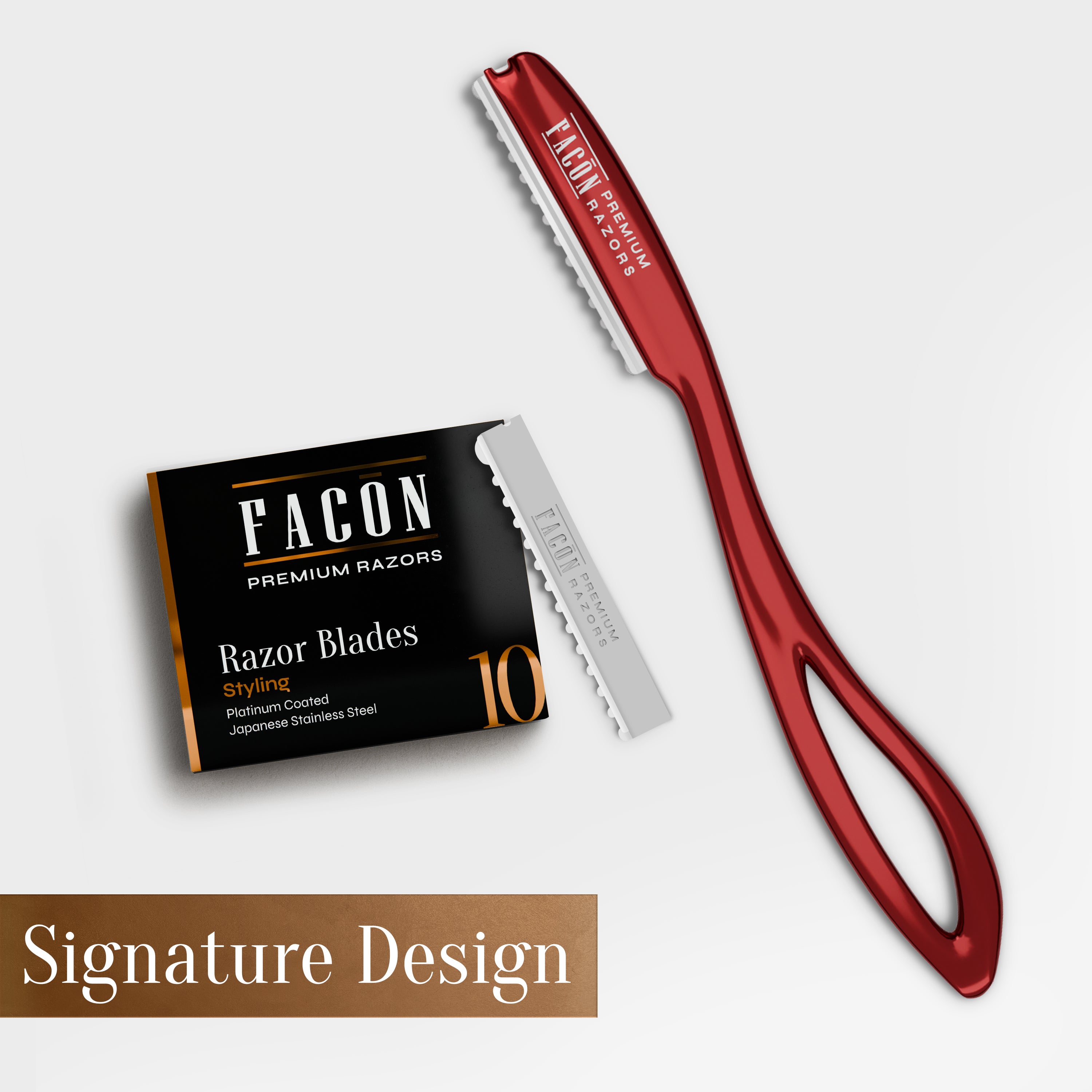 Facón Hair Razors for Cutting Hair - Professional Hair Styling Razor Kit with 11 Replacement Blades, Stainless Steel Hair Cutting Tool for Salon & Home, Premium Hair Thinning Texturizing Faether Razor