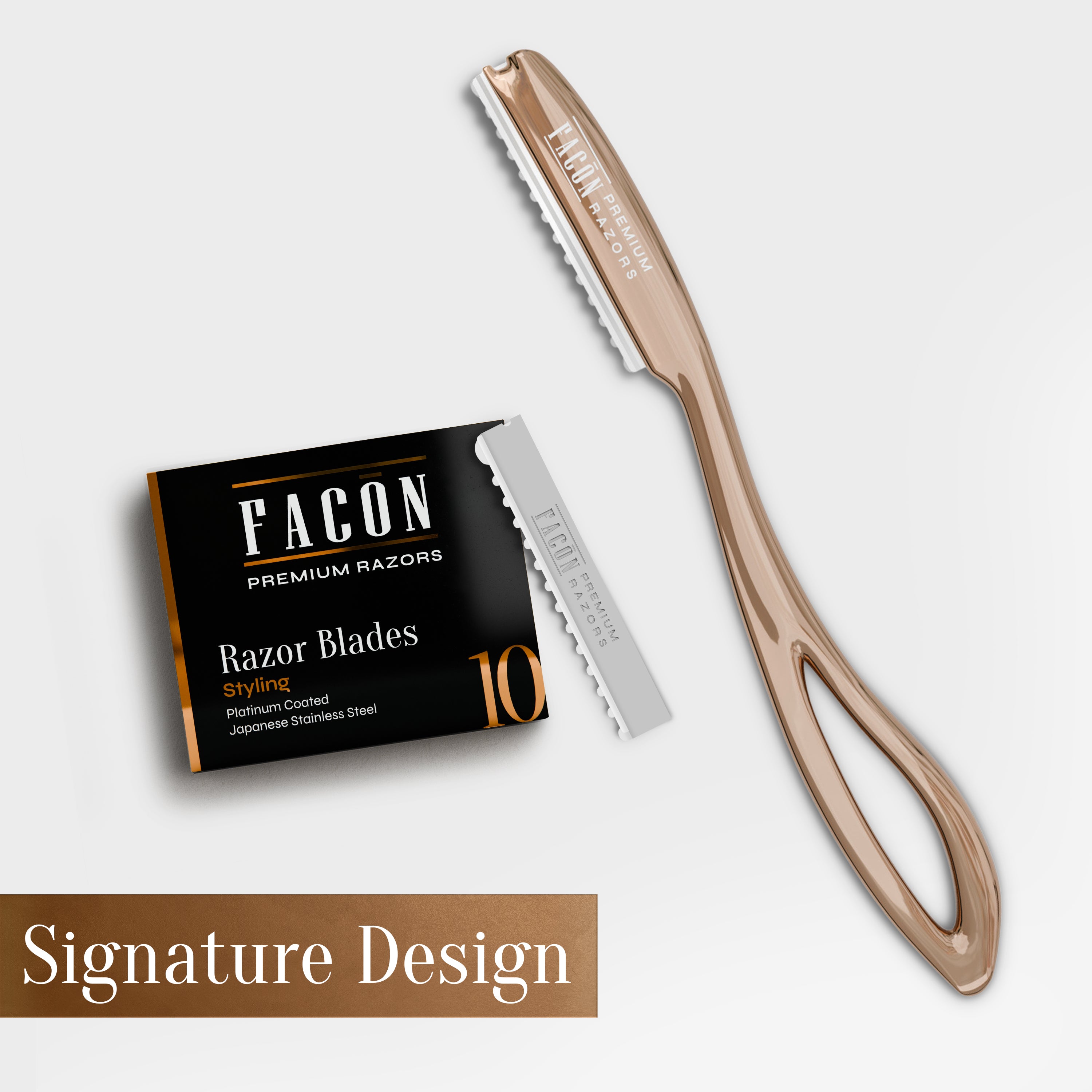 Facón Hair Razors for Cutting Hair - Professional Hair Styling Razor Kit with 11 Replacement Blades, Stainless Steel Hair Cutting Tool for Salon & Home, Premium Hair Thinning Texturizing Faether Razor