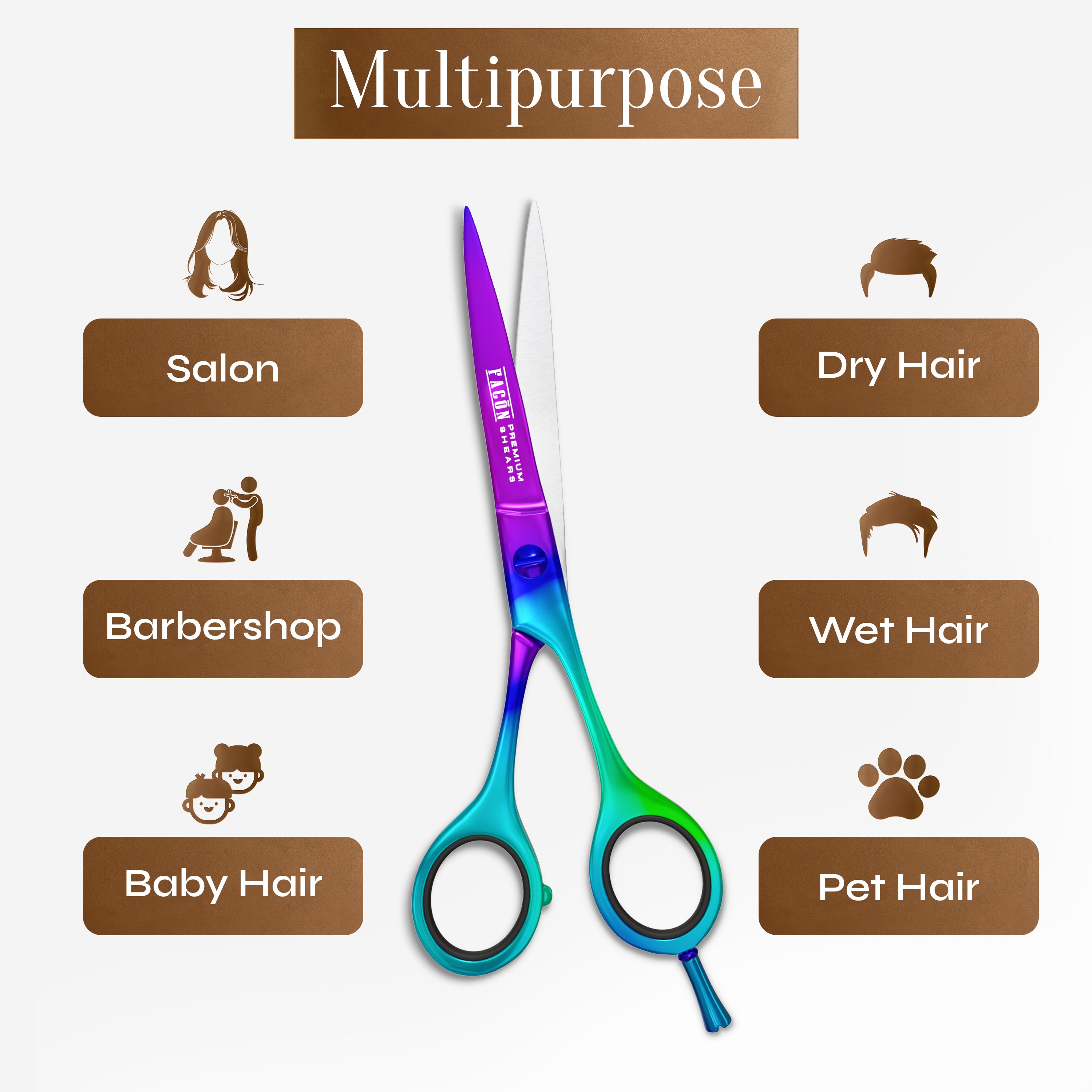 Facón Hair Cutting Scissors - Professional Hair Scissors 6.5 Inch Razor Edge Barber Shears Salon Hair Cutting Shears - Japanese Stainless Steel - Precision Cutting Premium Shears for Men, Women & Kids