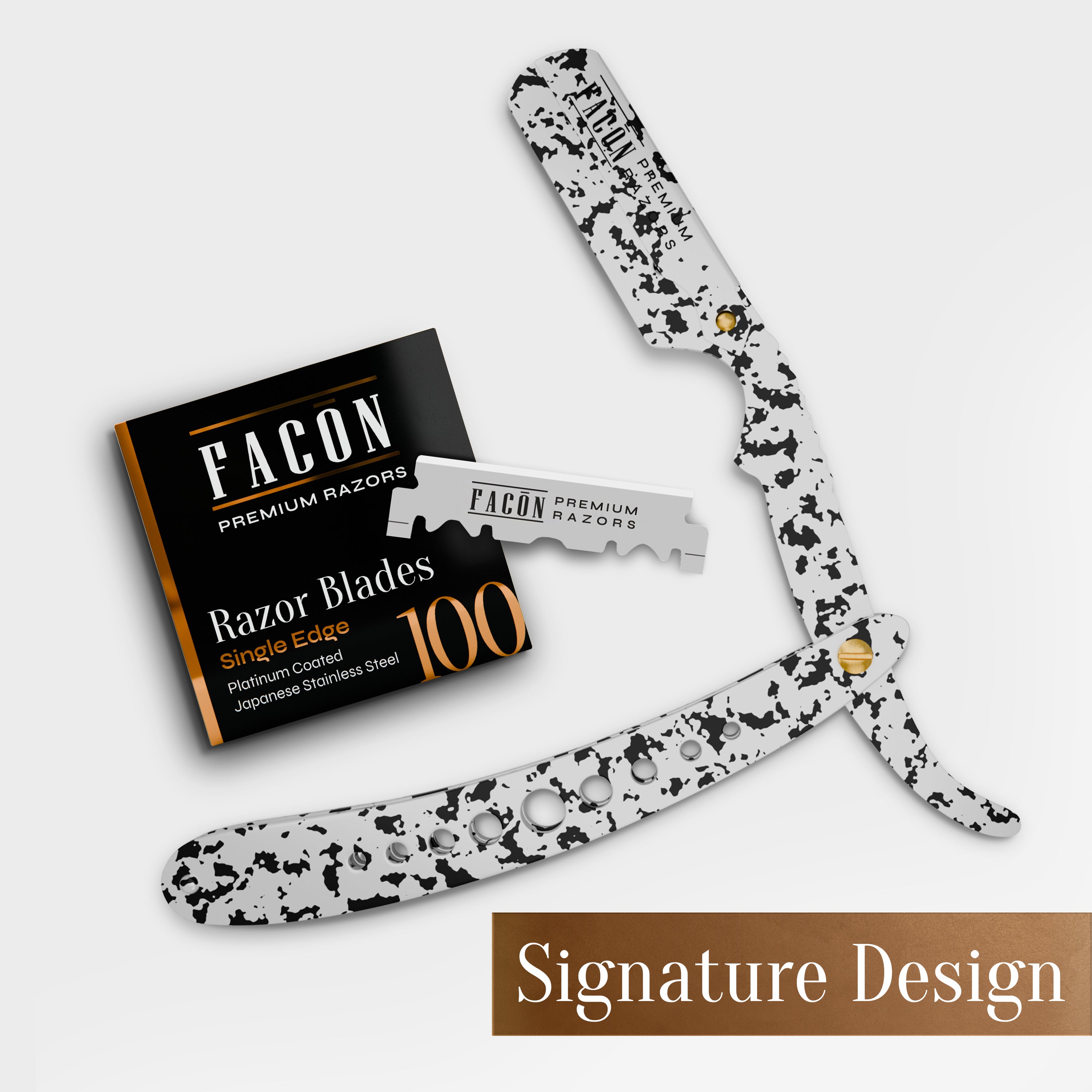 Facón Straight Razors for Men - Professional Barber Straight Edge Razor Kit with 100 Blades, Classic Stainless Steel Barbero Shaver for a Smooth & Precise Shave, Premium Barber Razor for Men's Shaving