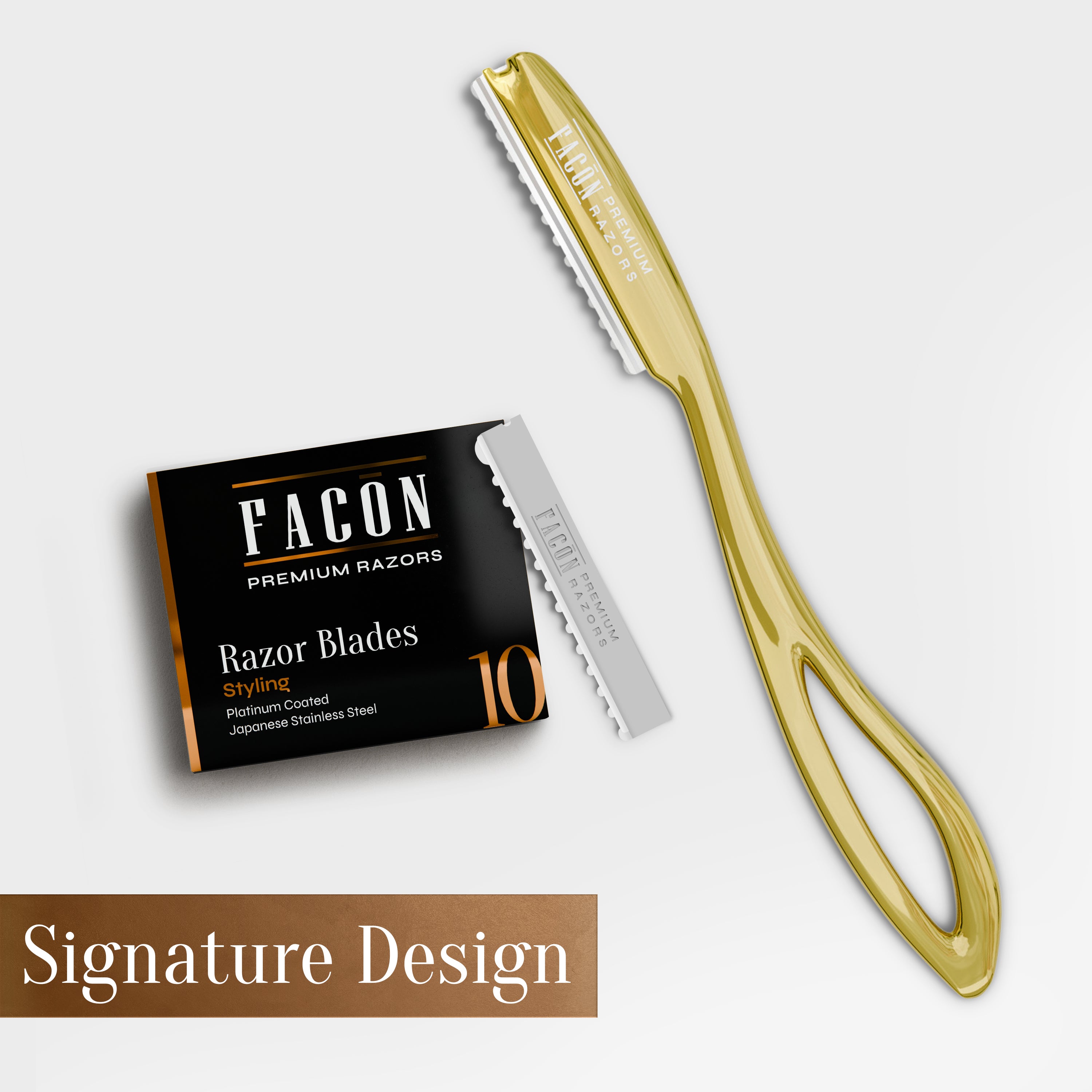 Facón Hair Razors for Cutting Hair - Professional Hair Styling Razor Kit with 11 Replacement Blades, Stainless Steel Hair Cutting Tool for Salon & Home, Premium Hair Thinning Texturizing Faether Razor