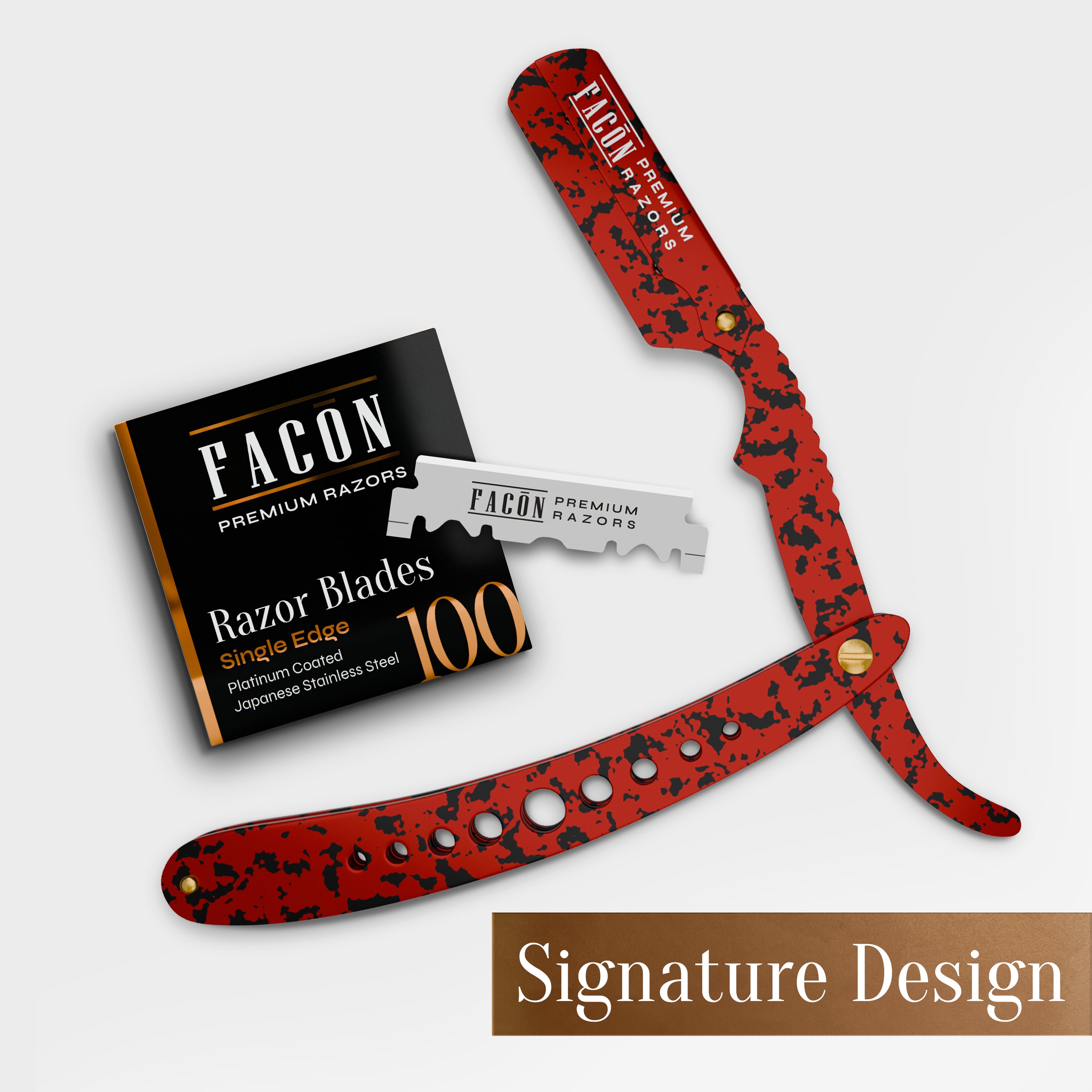 Facón Straight Razors for Men - Professional Barber Straight Edge Razor Kit with 100 Blades, Classic Stainless Steel Barbero Shaver for a Smooth & Precise Shave, Premium Barber Razor for Men's Shaving