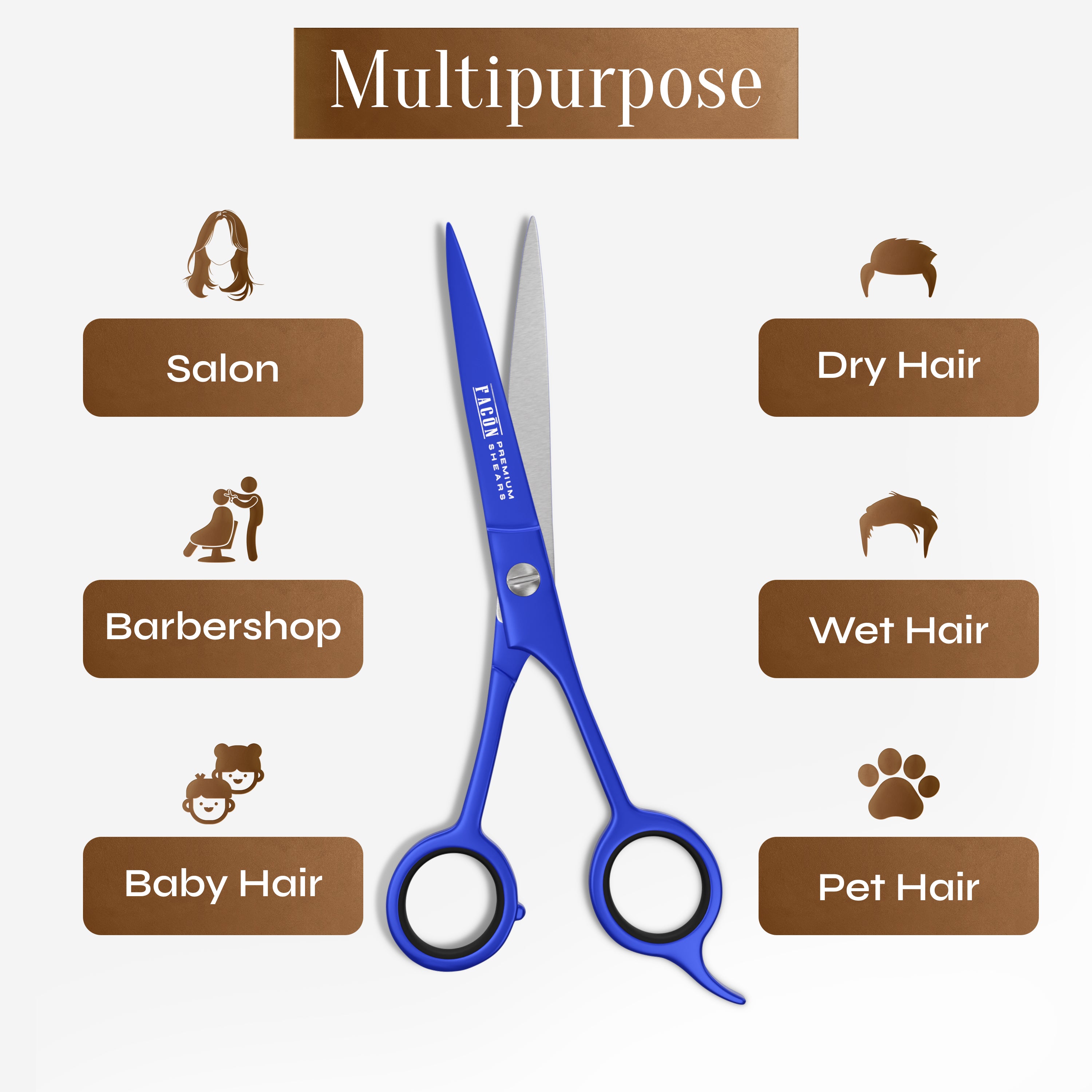 Facón Hair Cutting Scissors - Professional Hair Scissors 6.5 Inch Razor Edge Barber Shears Salon Hair Cutting Shears - Japanese Stainless Steel - Precision Cutting Premium Shears for Men, Women & Kids