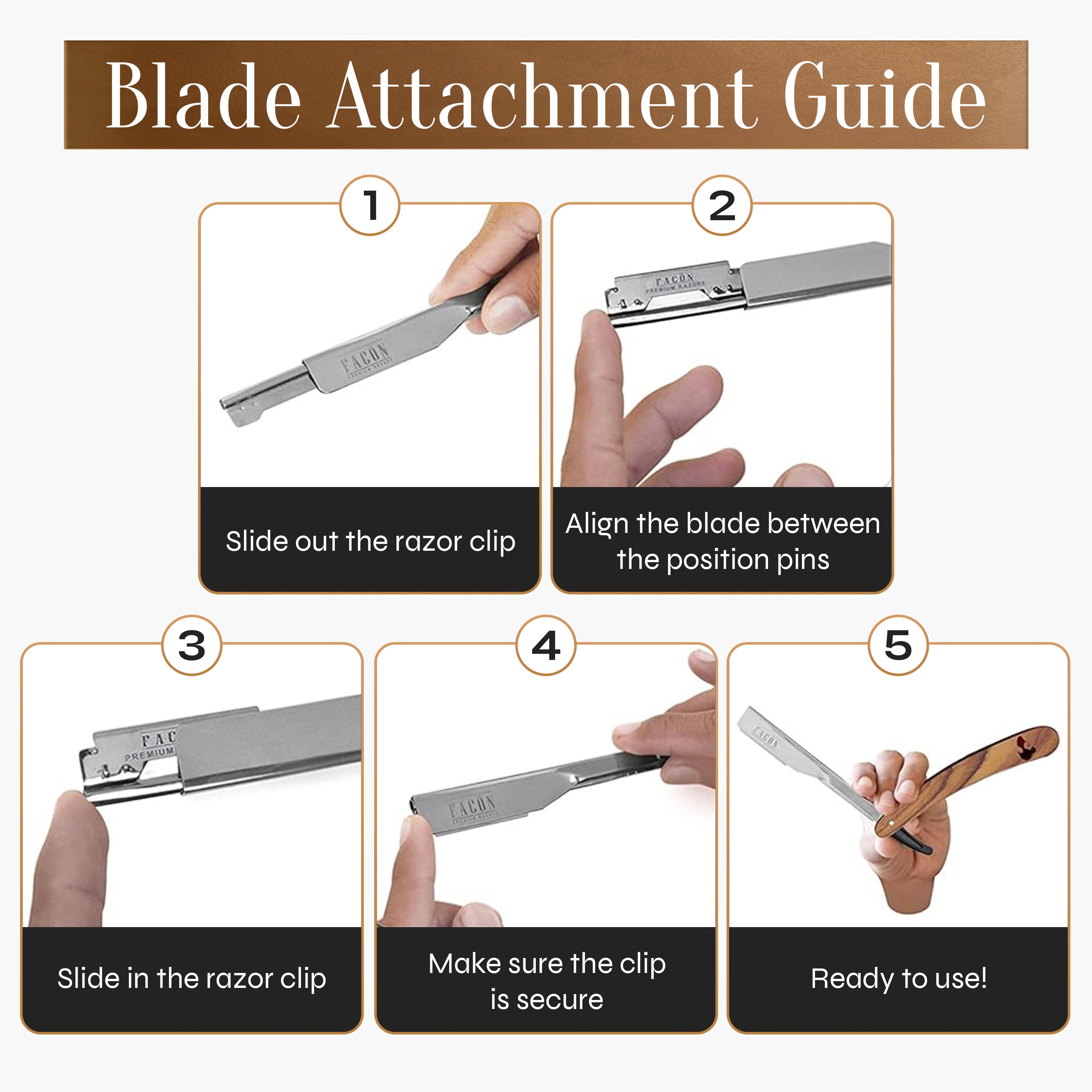 Facón Straight Razors for Men - Professional Barber Straight Edge Razor Kit with 100 Blades, Wooden Stainless Steel Barbero Shaver for a Smooth & Precise Shave, Premium Barber Razor for Men's Shaving