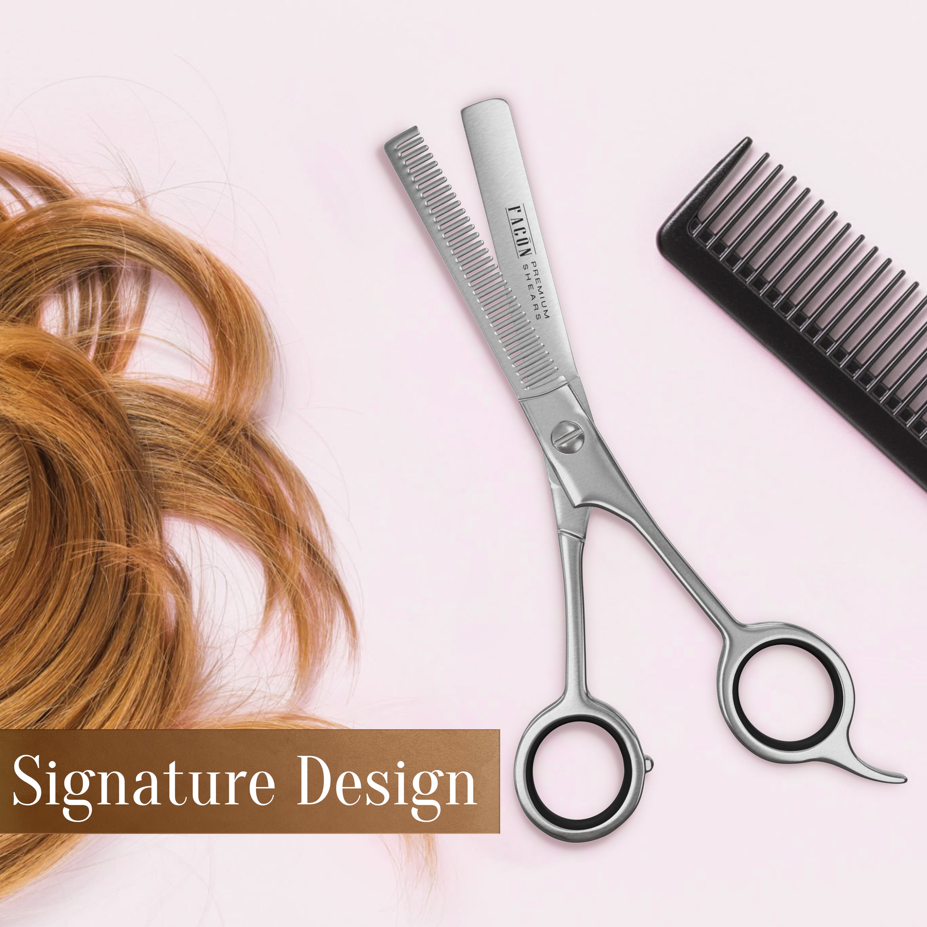 Facón Hair Thinning Scissors - Professional Hair Scissors 6.5" Razor Edge Barber Shears Salon Hair Texturizing Shears - Japanese Stainless Steel - Precision Thinning Premium Shear for Salon & Home Use
