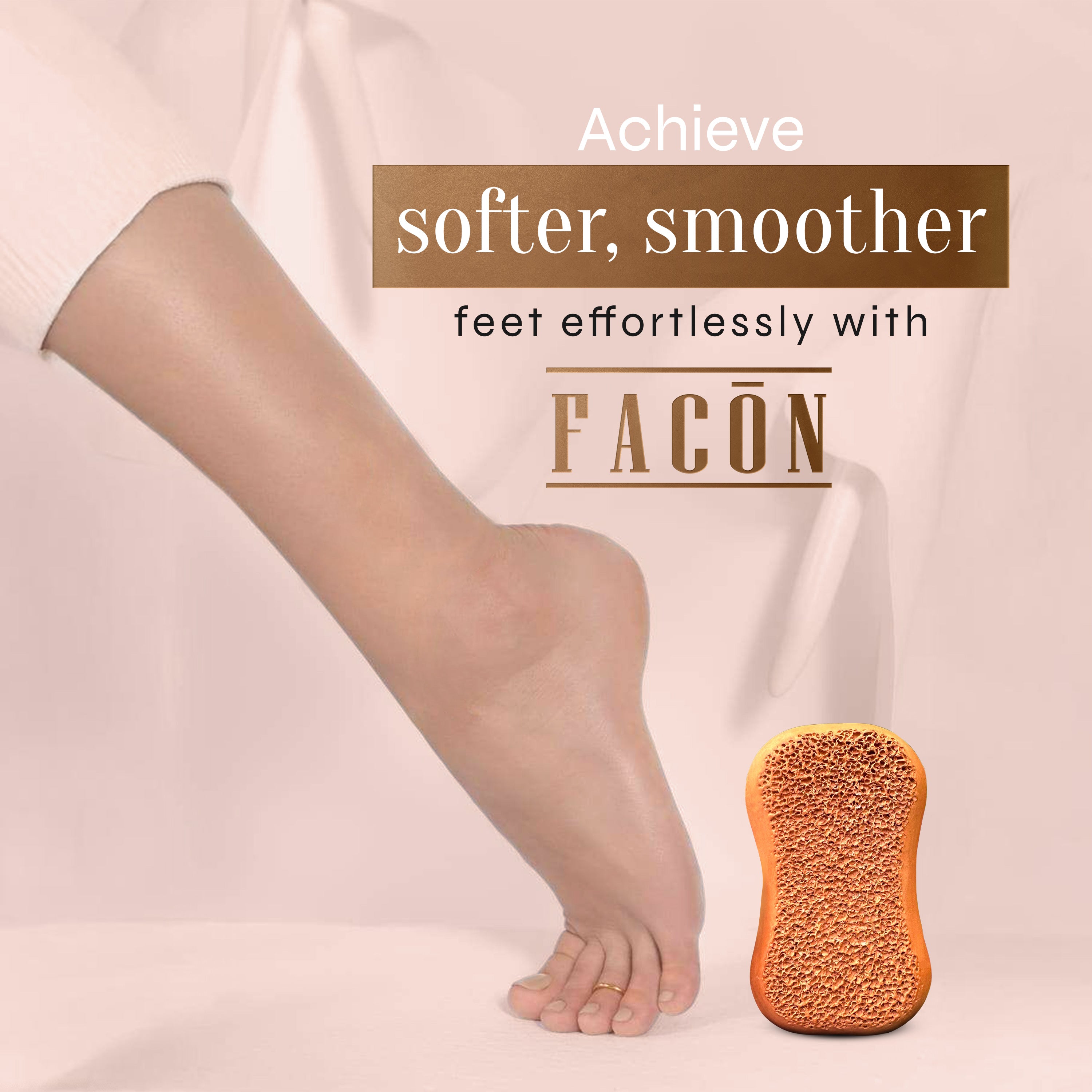 Facón Pumice Stone for Feet Callus Remover - Terra-Cotta Foot Scrubber with 2 Sides, 100% Pure Natural Foot Pumice Stone, Pedicure Pumice Stone Scrubber, Foot Exfoliator, Removes Calluses & Dead Skin