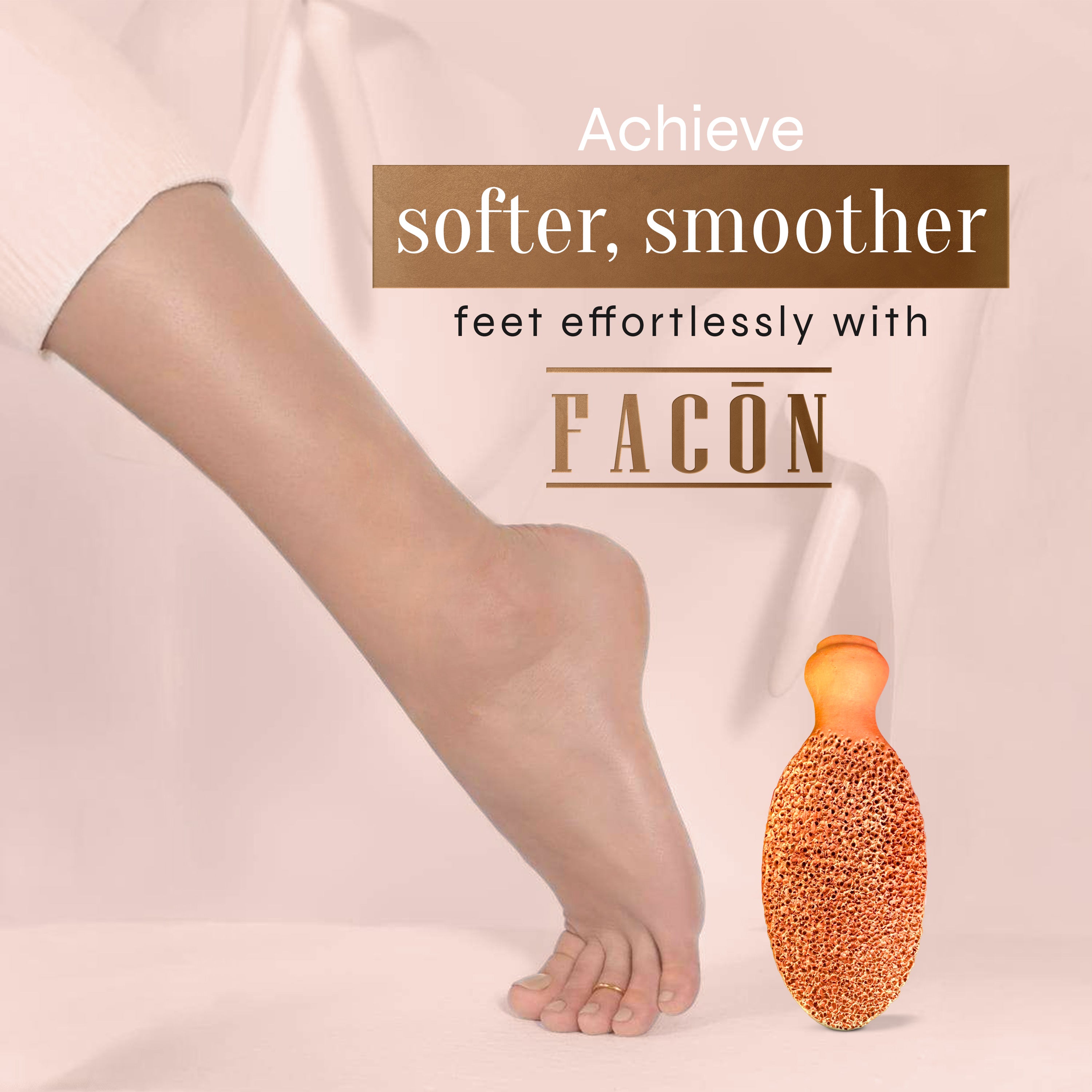Facón Pumice Stone for Feet Callus Remover - Terra-Cotta Foot Scrubber with 2 Sides, 100% Pure Natural Foot Pumice Stone, Pedicure Pumice Stone Scrubber, Foot Exfoliator, Removes Calluses & Dead Skin