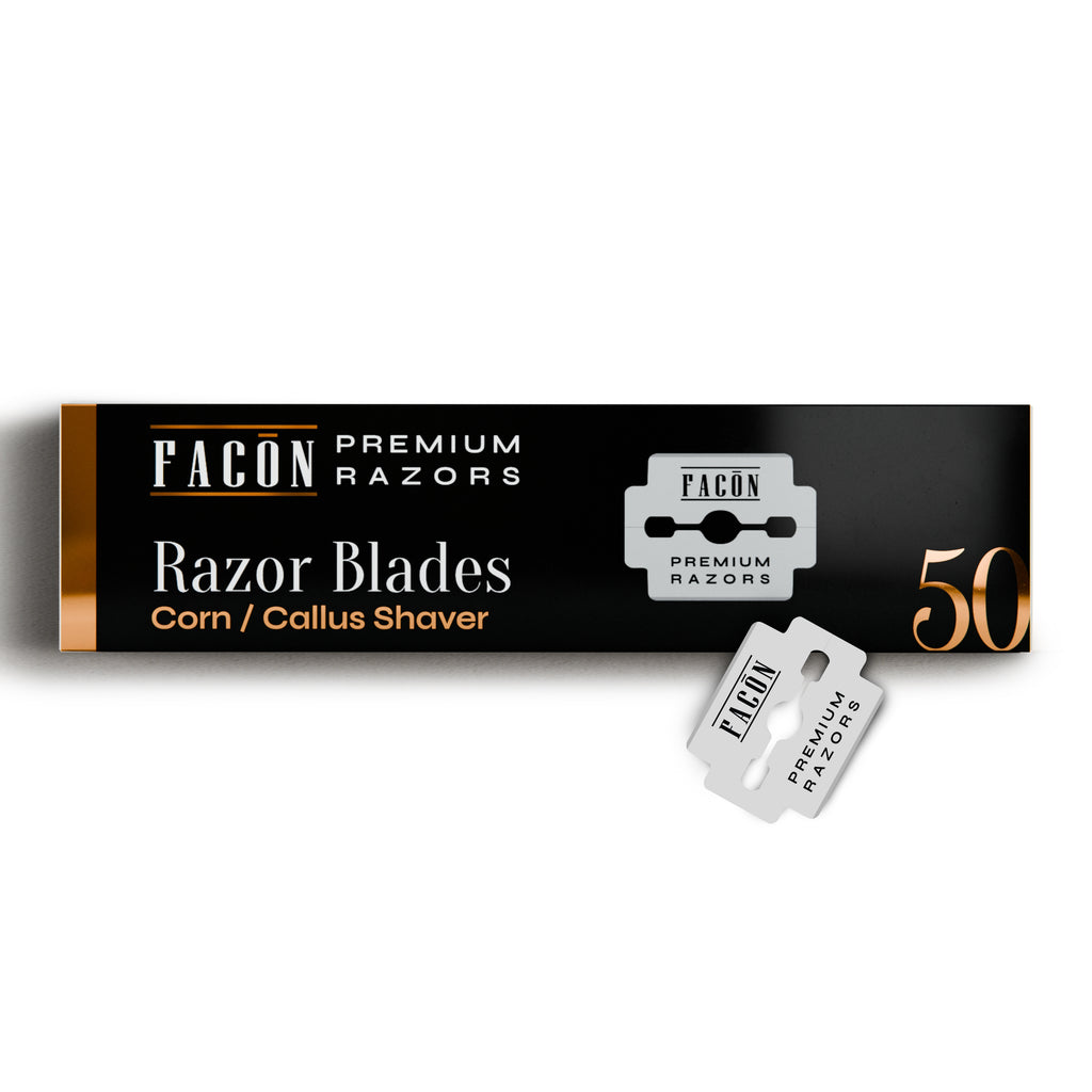 50 Facón Professional Callus Shaver Replacement Blades, Corn Plane Razor Blades for Callus Removal, Premium Platinum Japanese Stainless Steel, Pedicure Razor Blades Remove Calluses, Corns & Rough Skin