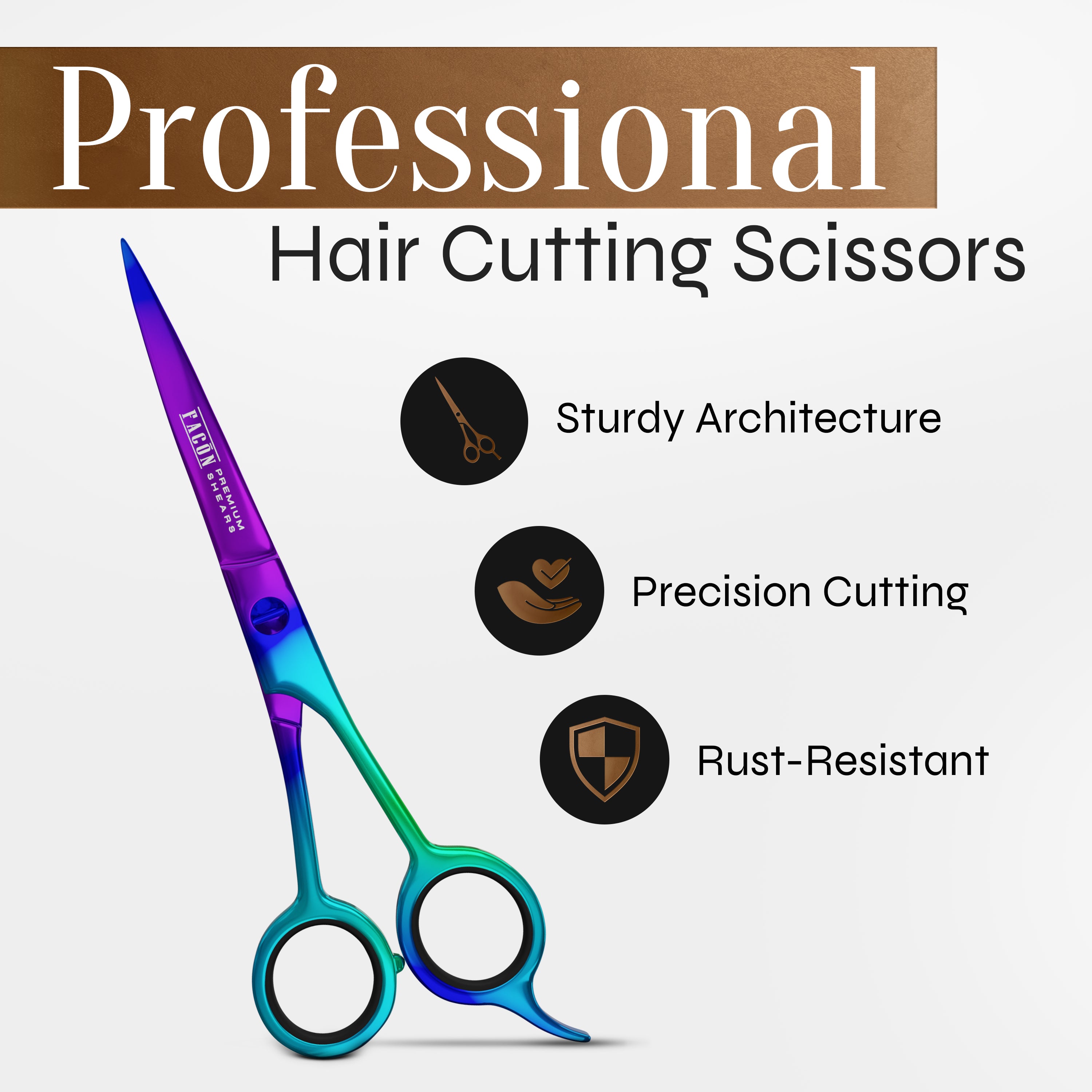 Facón Hair Cutting Scissors - Professional Hair Scissors 6.5 Inch Razor Edge Barber Shears Salon Hair Cutting Shears - Japanese Stainless Steel - Precision Cutting Premium Shears for Men, Women & Kids