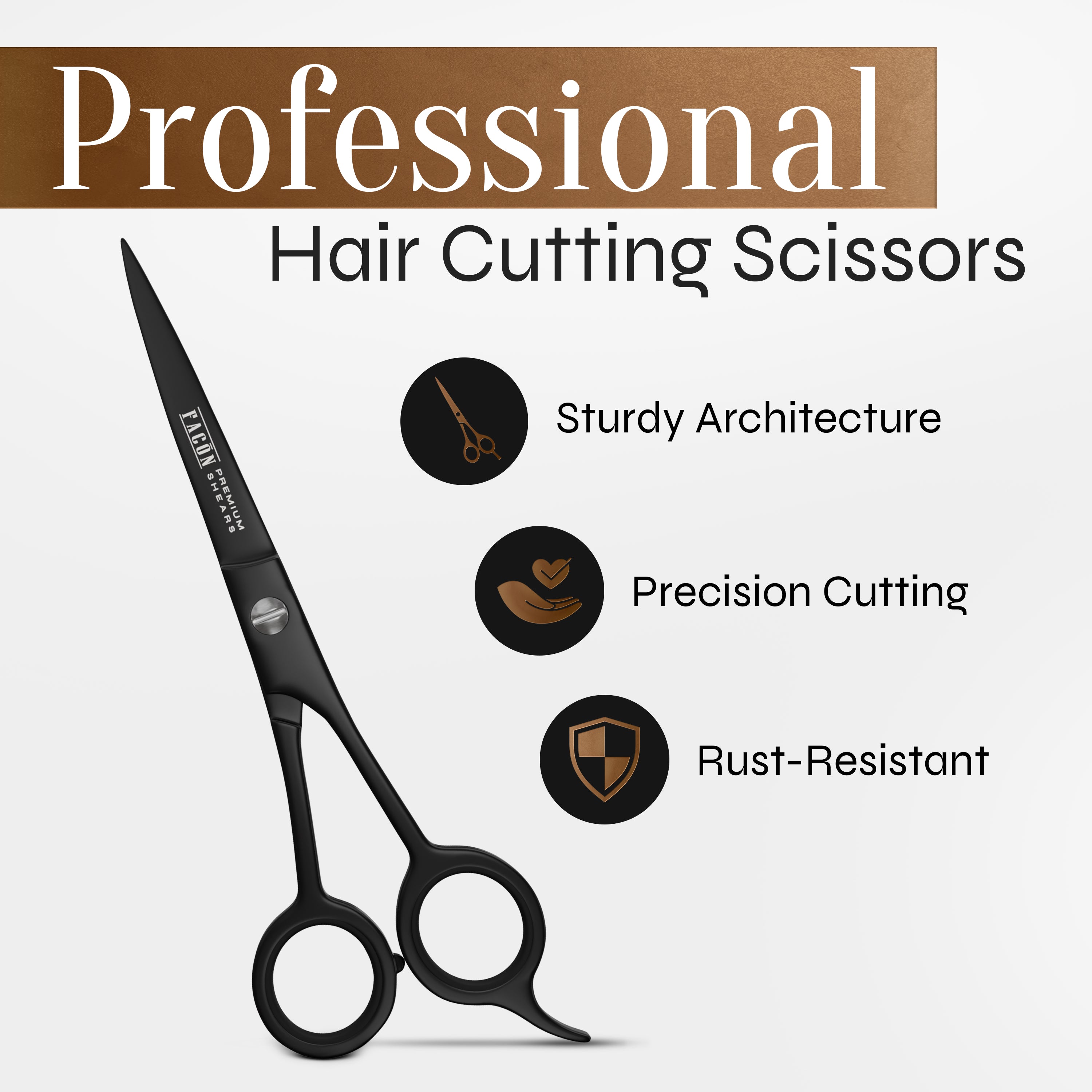 Facón Hair Cutting Scissors - Professional Hair Scissors 6.5 Inch Razor Edge Barber Shears Salon Hair Cutting Shears - Japanese Stainless Steel - Precision Cutting Premium Shears for Men, Women & Kids