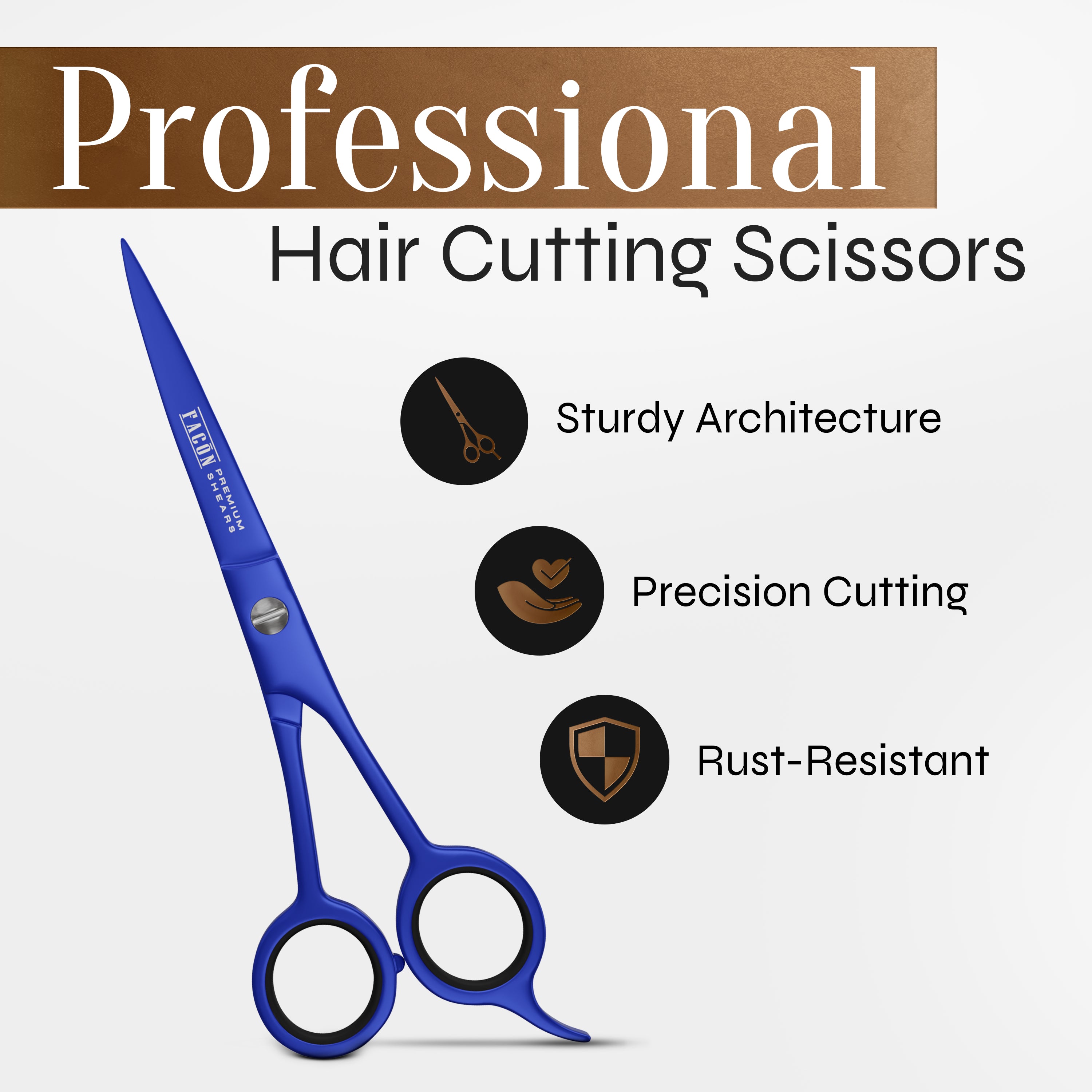 Facón Hair Cutting Scissors - Professional Hair Scissors 6.5 Inch Razor Edge Barber Shears Salon Hair Cutting Shears - Japanese Stainless Steel - Precision Cutting Premium Shears for Men, Women & Kids