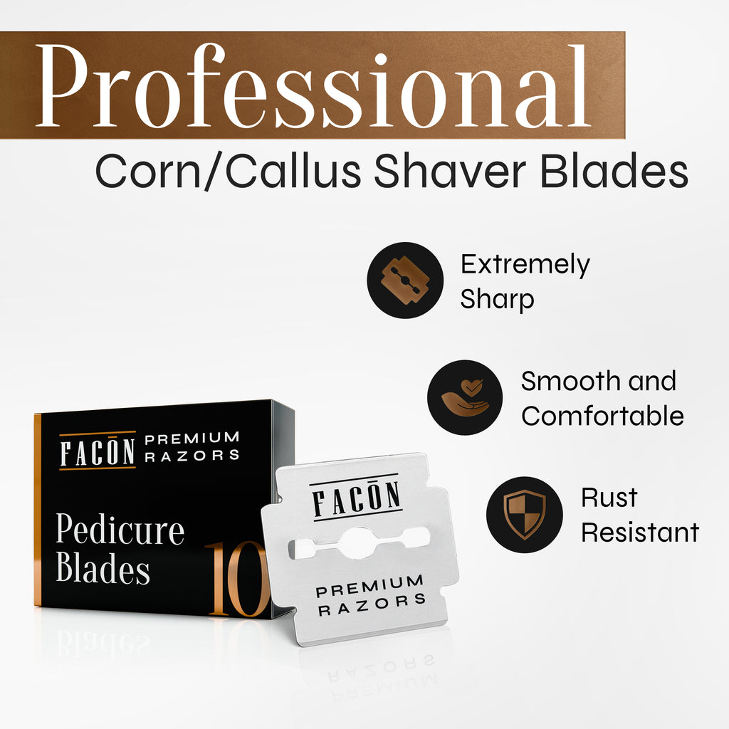 50 Facón Professional Callus Shaver Replacement Blades, Corn Plane Razor Blades for Callus Removal, Premium Platinum Japanese Stainless Steel, Pedicure Razor Blades Remove Calluses, Corns & Rough Skin