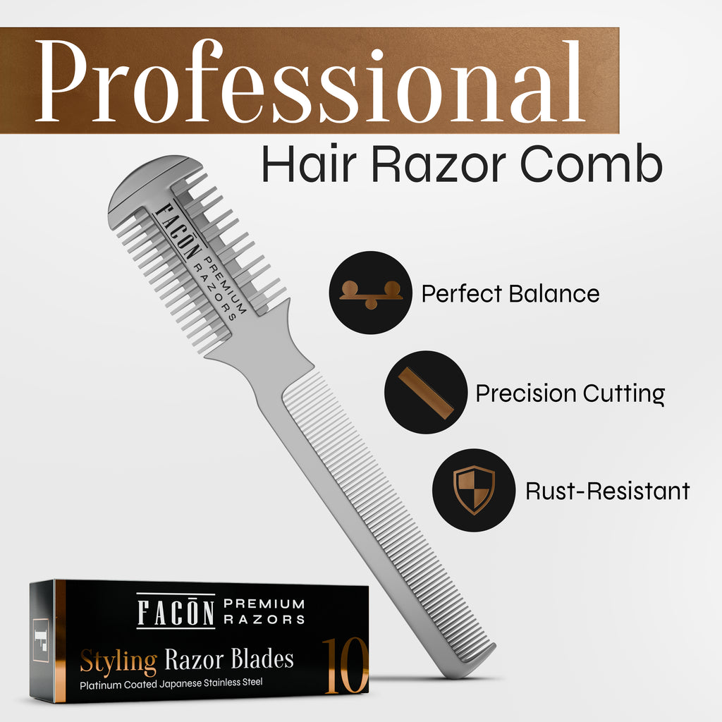 Facón Razor Comb for Hair Cutting - Professional Hair Cutting Comb Kit ...