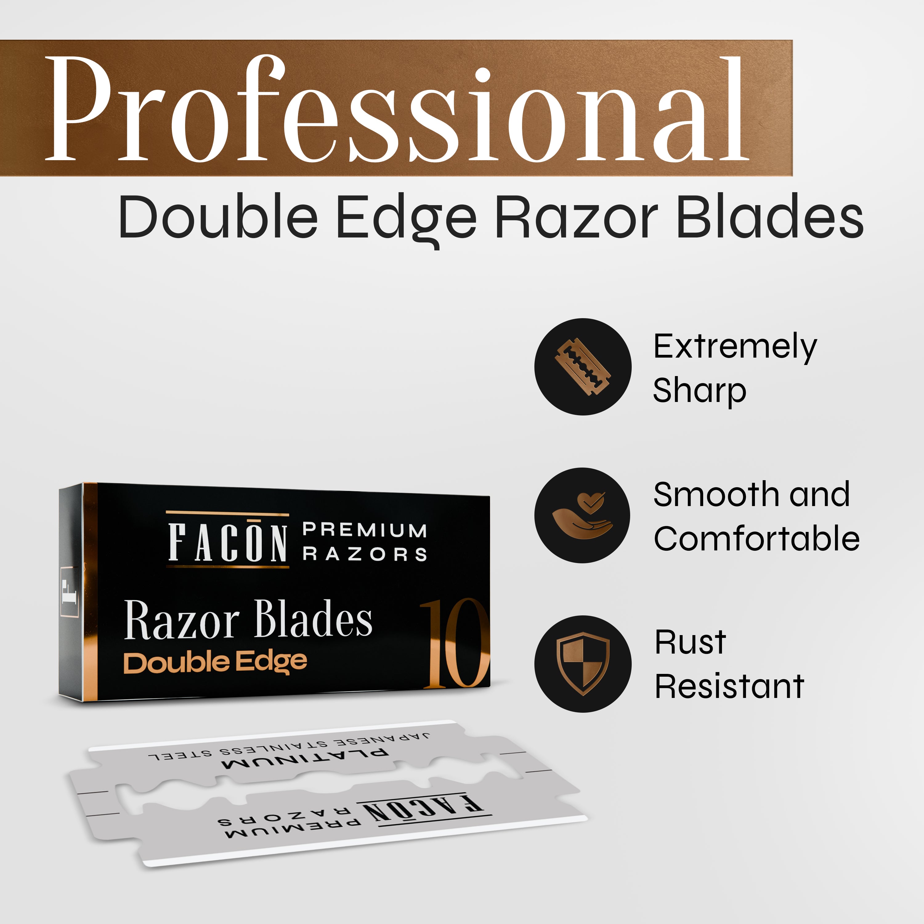 50 Facón Double Edge Razor Blades for Safety Razor, Safety Razor