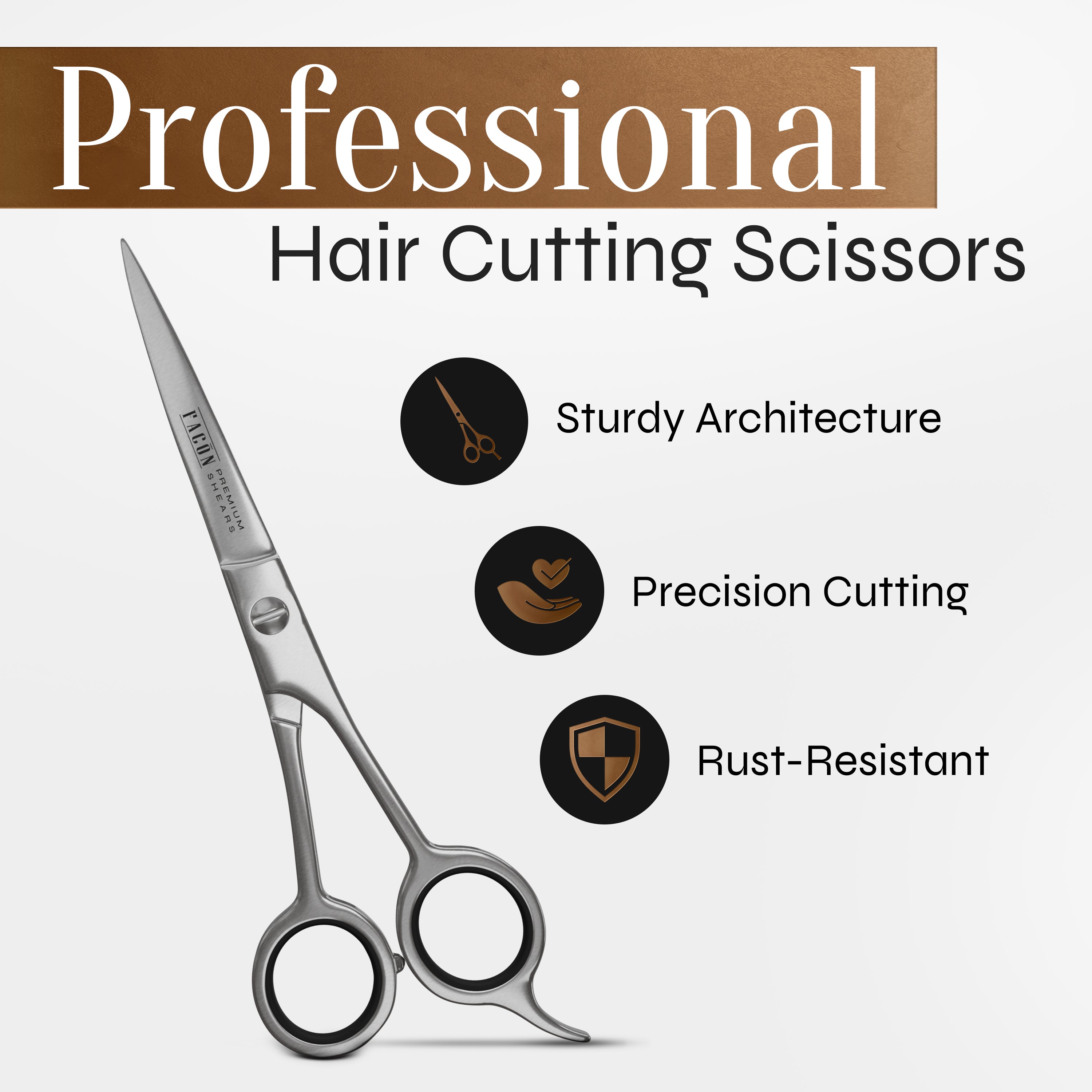 Facón Hair Cutting Scissors - Professional Hair Scissors 6.5 Inch Razor Edge Barber Shears Salon Hair Cutting Shears - Japanese Stainless Steel - Precision Cutting Premium Shears for Men, Women & Kids