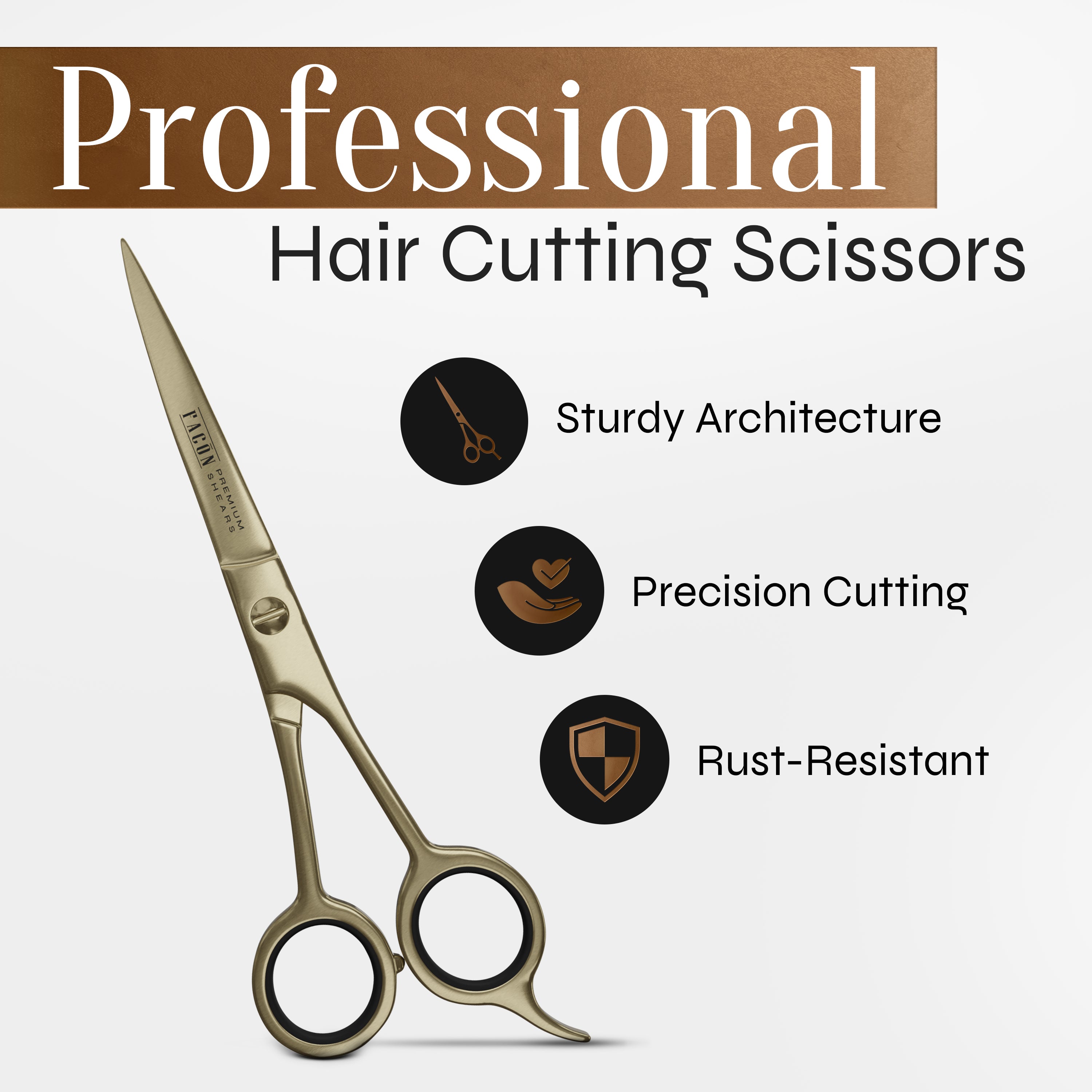 Facón Hair Cutting Scissors - Professional Hair Scissors 6.5 Inch Razor Edge Barber Shears Salon Hair Cutting Shears - Japanese Stainless Steel - Precision Cutting Premium Shears for Men, Women & Kids