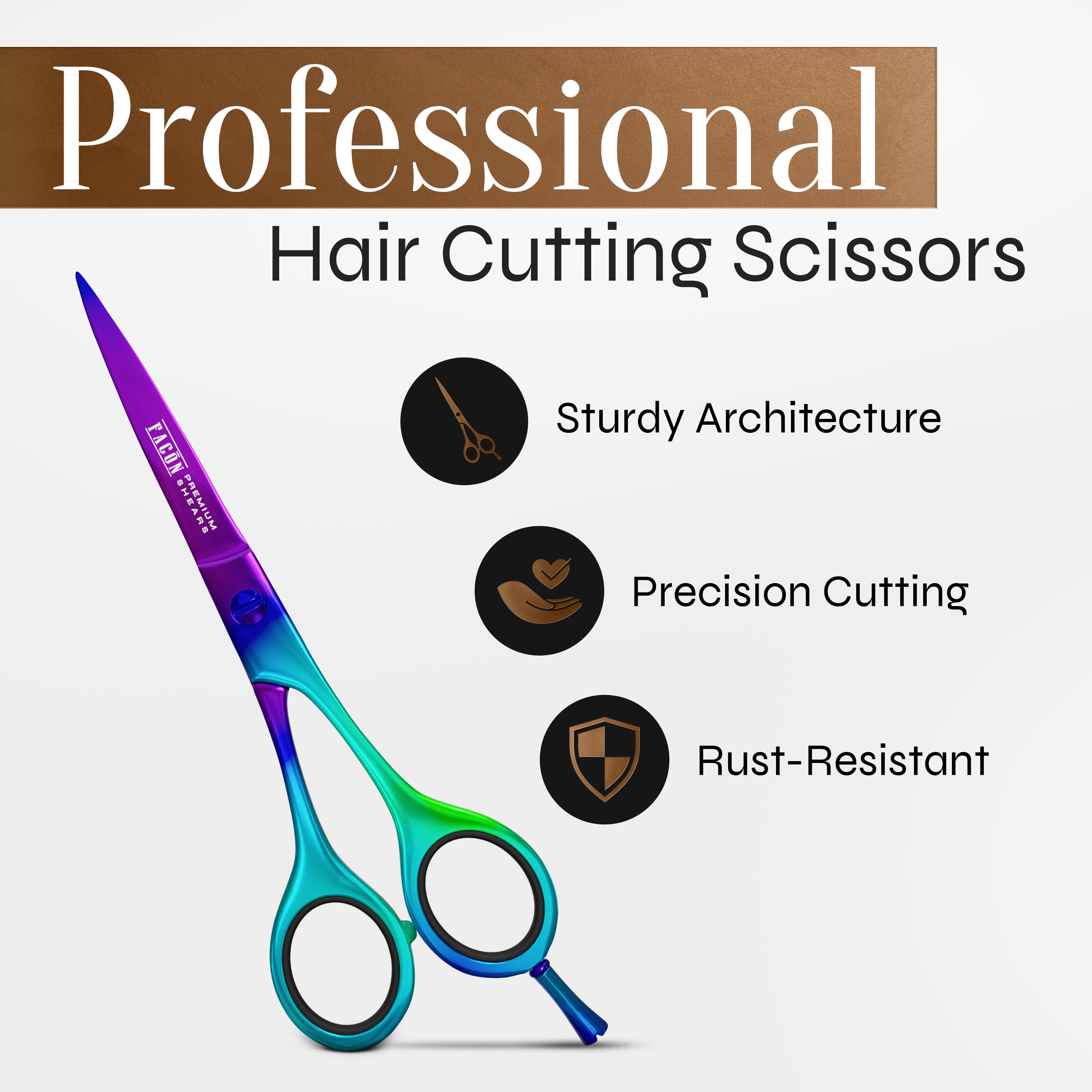 Facón Hair Cutting Scissors - Professional Hair Scissors 6.5 Inch Razor Edge Barber Shears Salon Hair Cutting Shears - Japanese Stainless Steel - Precision Cutting Premium Shears for Men, Women & Kids